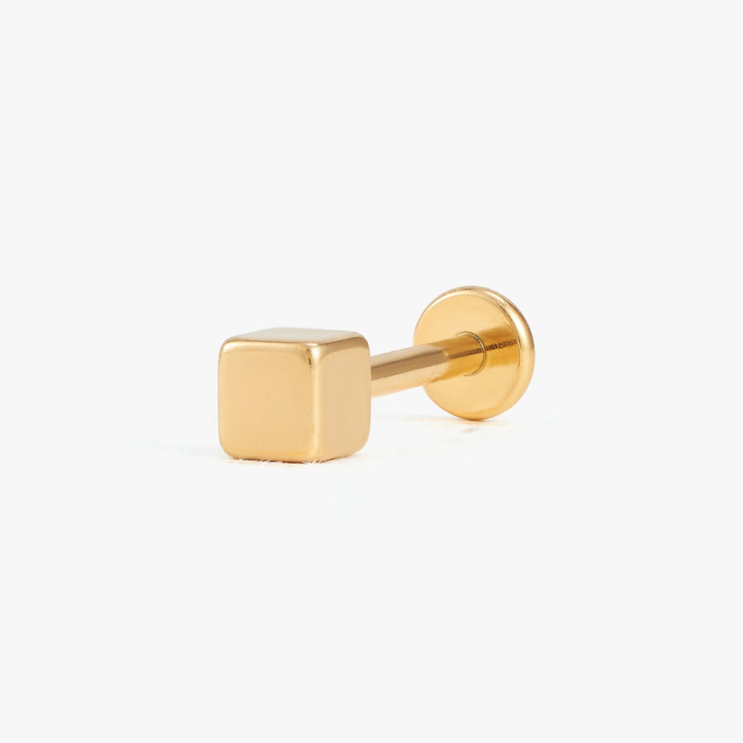 Color_Gold;Square Flat Back Push Pin Earring