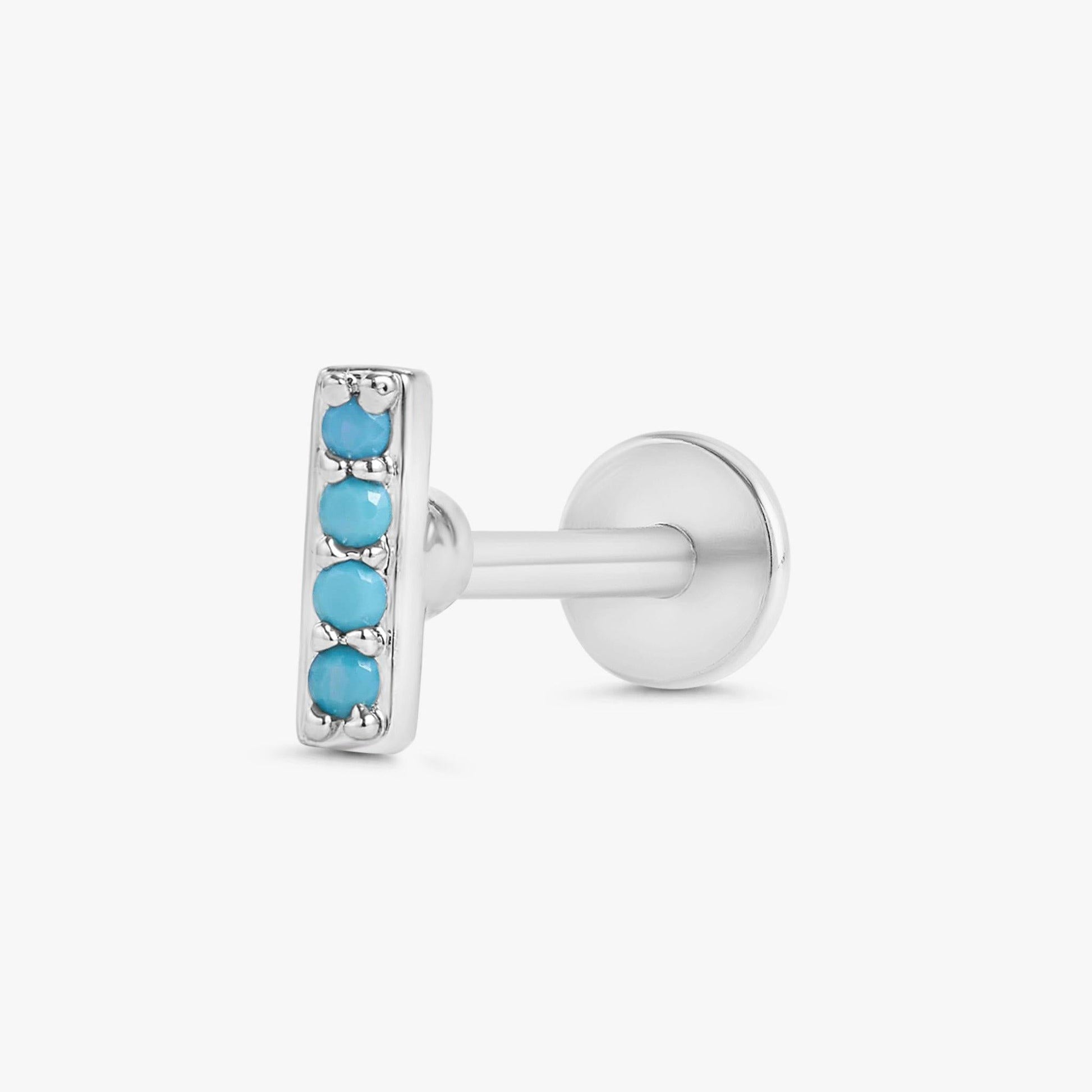Color_Silver,Bar Type & Materials_Labret (Titanium);Turquoise Earrings Stud - EricaJewels