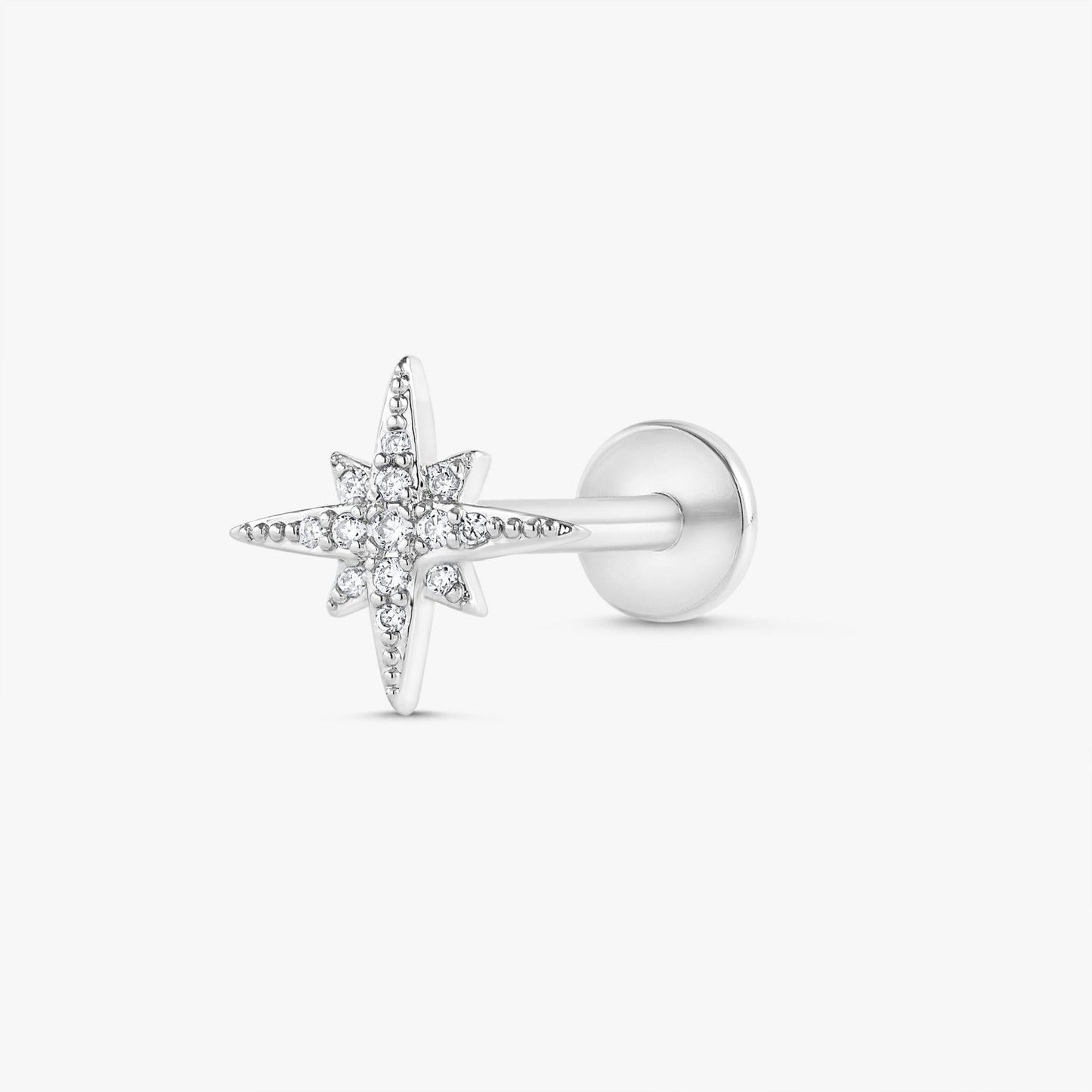 Color_Silver,Bar Type & Materials_Labret (Titanium);North Star Earrings | Sparkling Earrings - EricaJewels