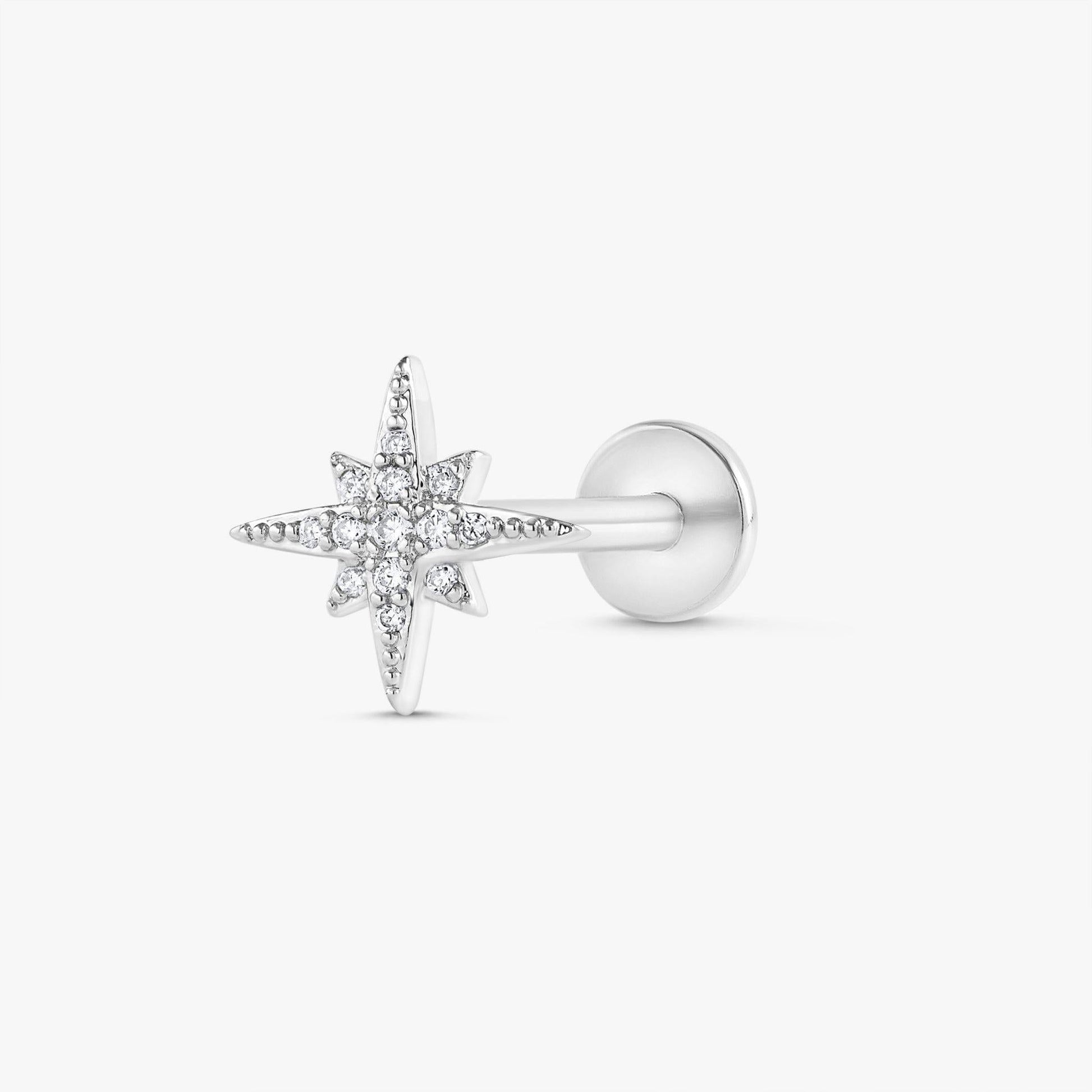 Color_Silver,Bar Type & Materials_Labret (Titanium);North Star Earrings | Sparkling Earrings - EricaJewels