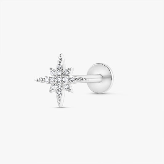 Color_Silver,Bar Type & Materials_Labret (Titanium);North Star Earrings | Sparkling Earrings - EricaJewels
