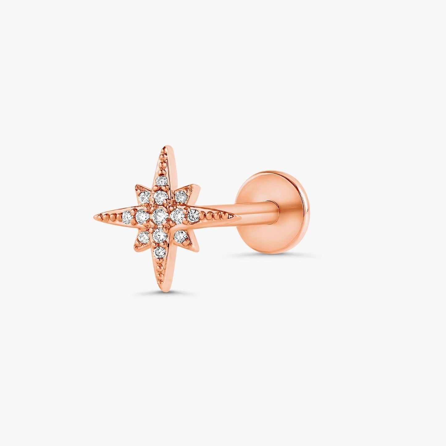 Color_Rose Gold,Bar Type & Materials_Labret (Titanium);North Star Earrings | Sparkling Earrings - EricaJewels