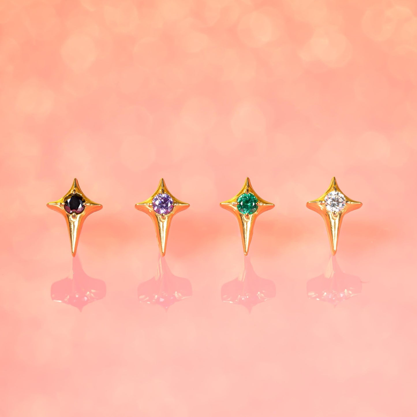 Stella - Black Star Push Pin Flat Back Earrings