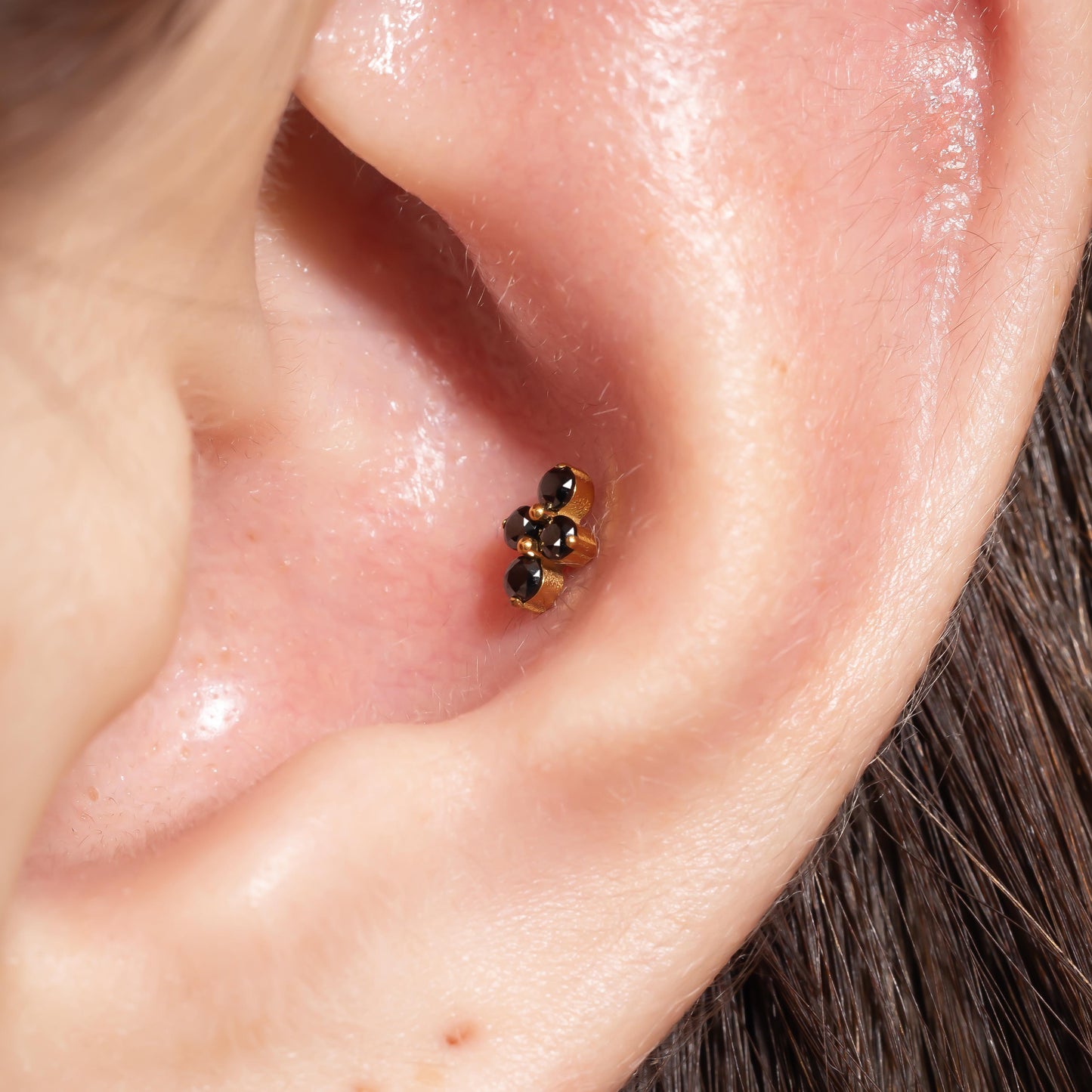 Lina - Black Bloom Push Pin Flatback Stud