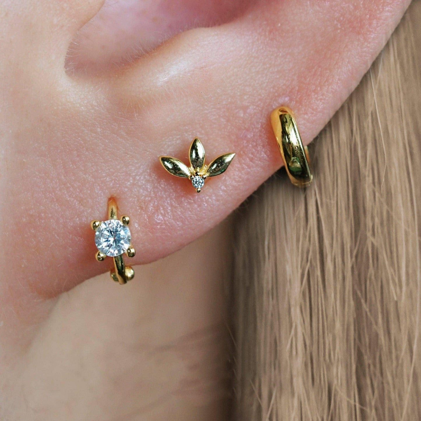 Color_ALL;Plain Triple Marquise Flat Back Piercing Earring-EricaJewels