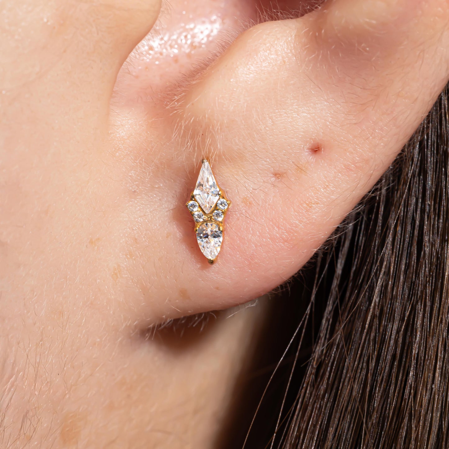 Eva - Kite Cut Crystal Push Pin Stud
