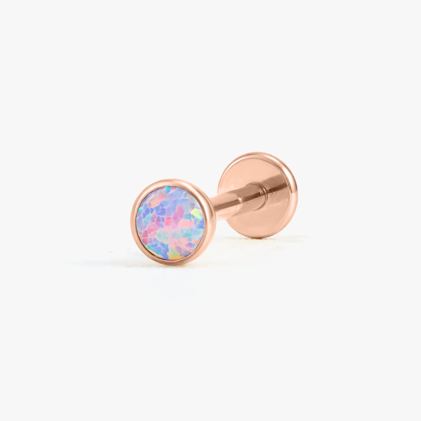 Color_Rose Gold;Purple Opal Bezeled Push Pin Earring