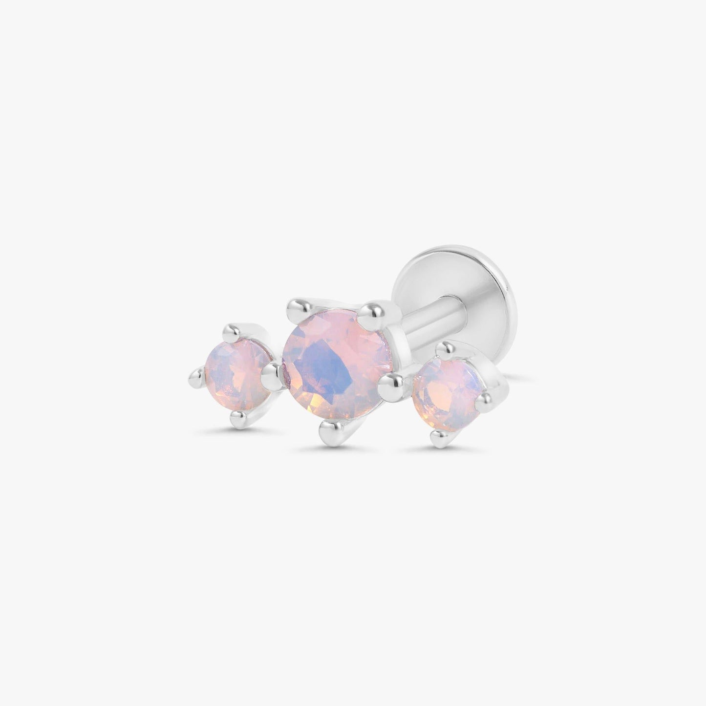 Color_Silver,Bar Type & Materials_Labret (Titanium)  ;Trinity Pink Moonstone Flat Back Earrings - EricaJewels