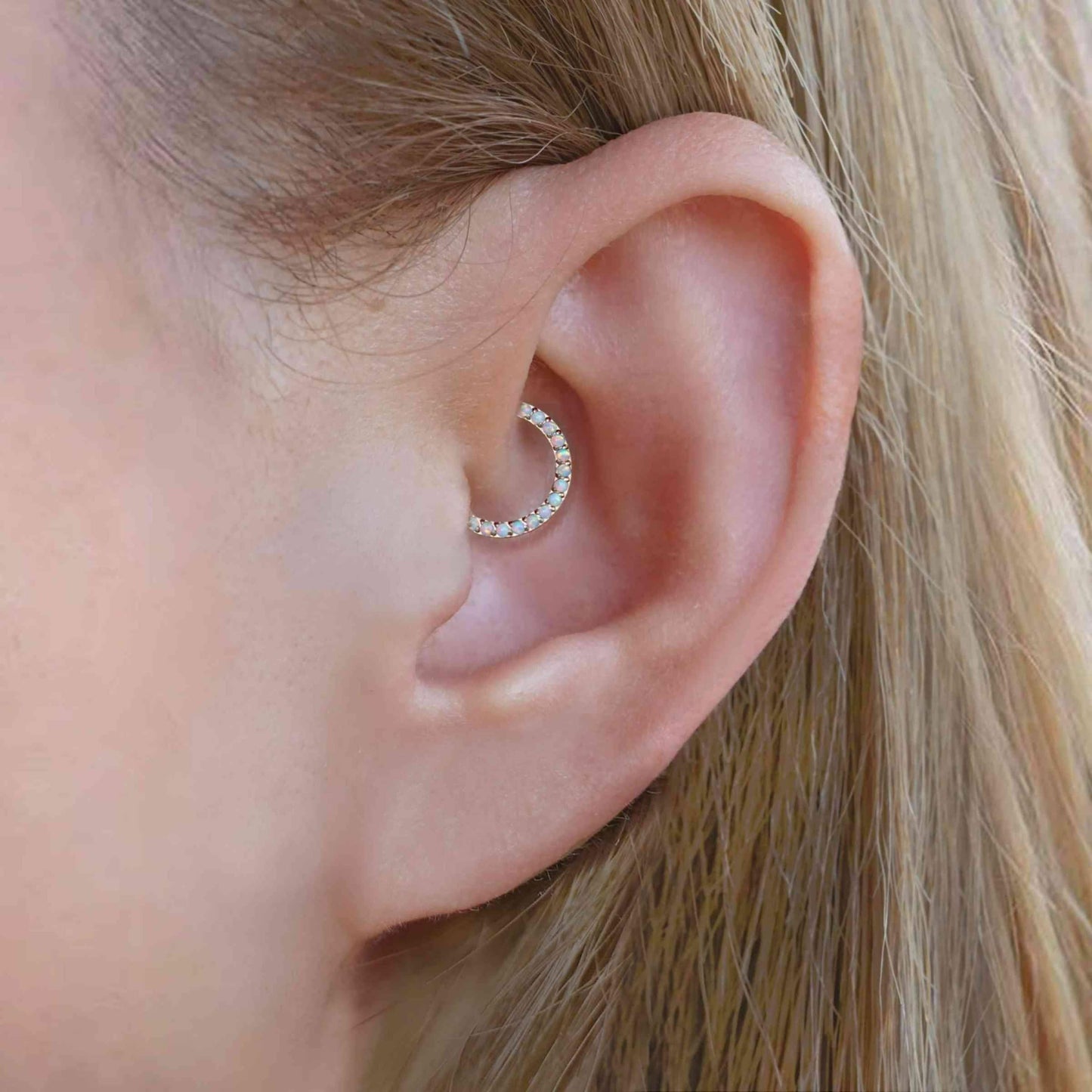 White AB Conch Hoop & CZ Clicker Hoop - EricaJewels