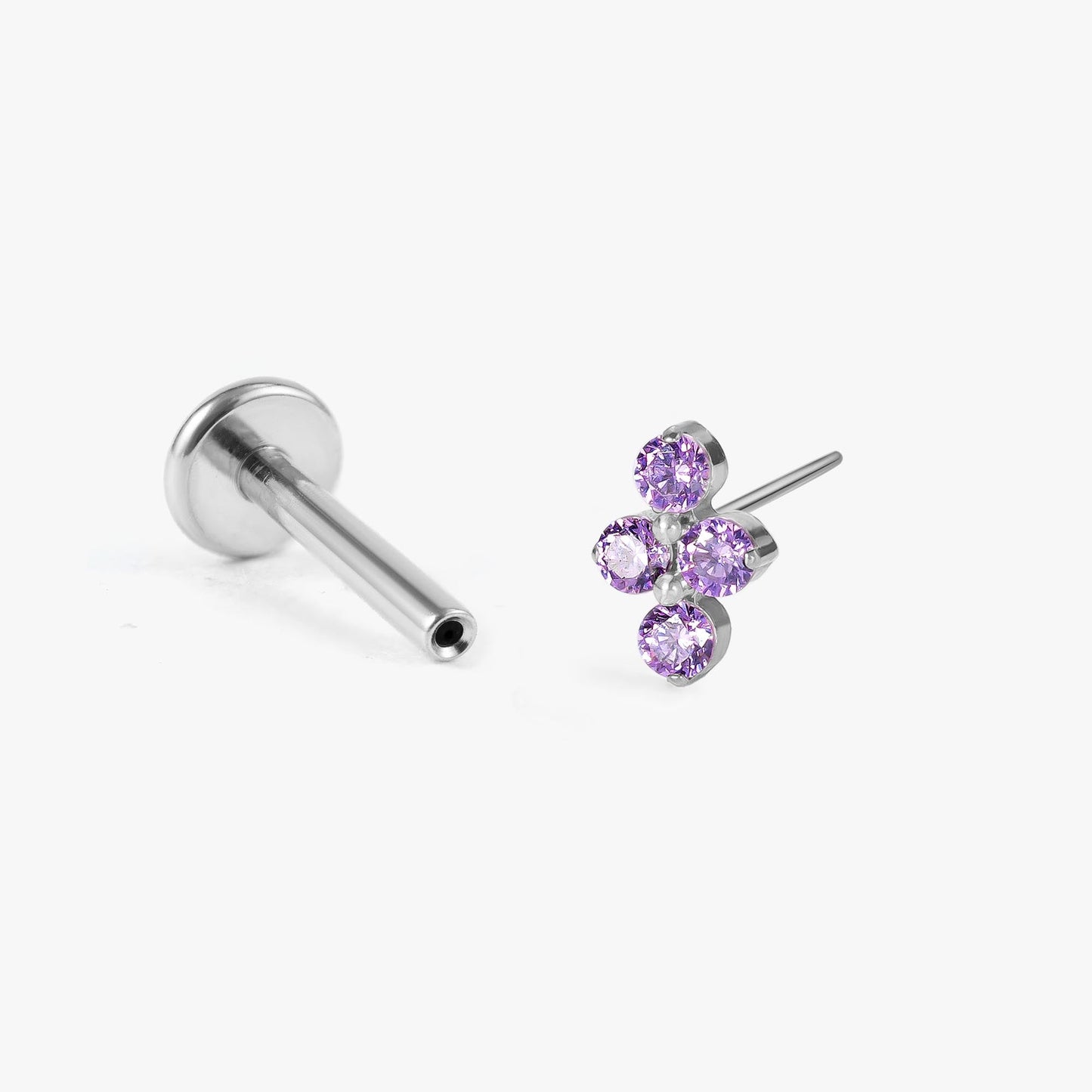 Lina - Amethyst Bloom Push Pin Flatback Stud