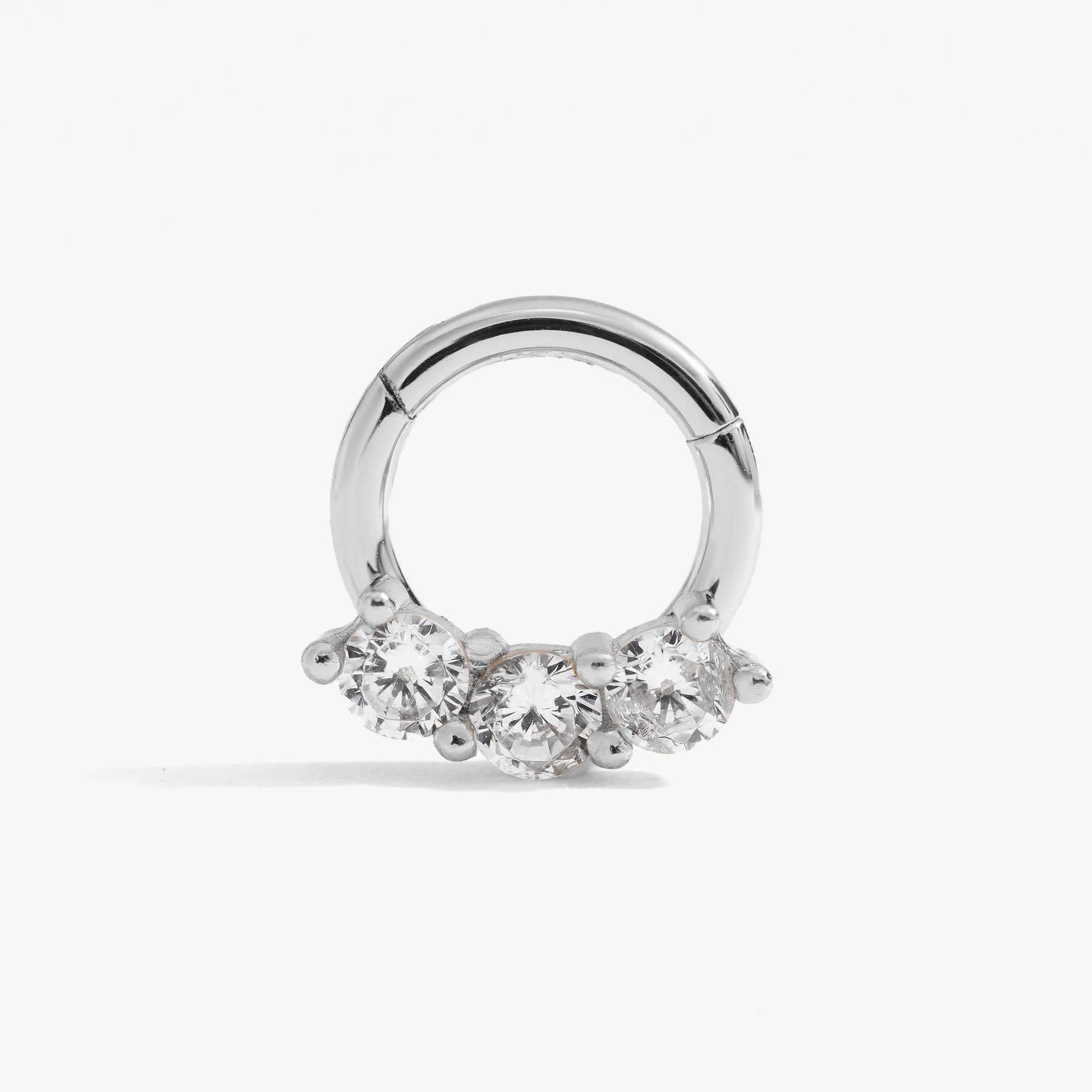 Triple Crystal 3A CZ Daith Jewelry & Septum Rings-EricaJewels