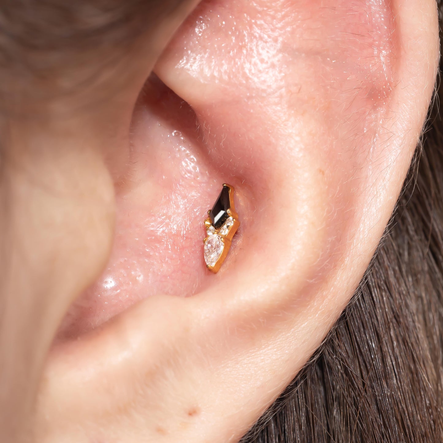Eva - Kite Cut Black Push Pin Stud