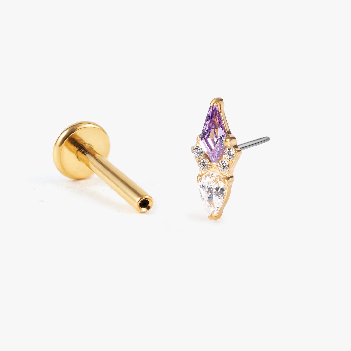 Eva - Kite Cut Amethyst Push Pin Stud