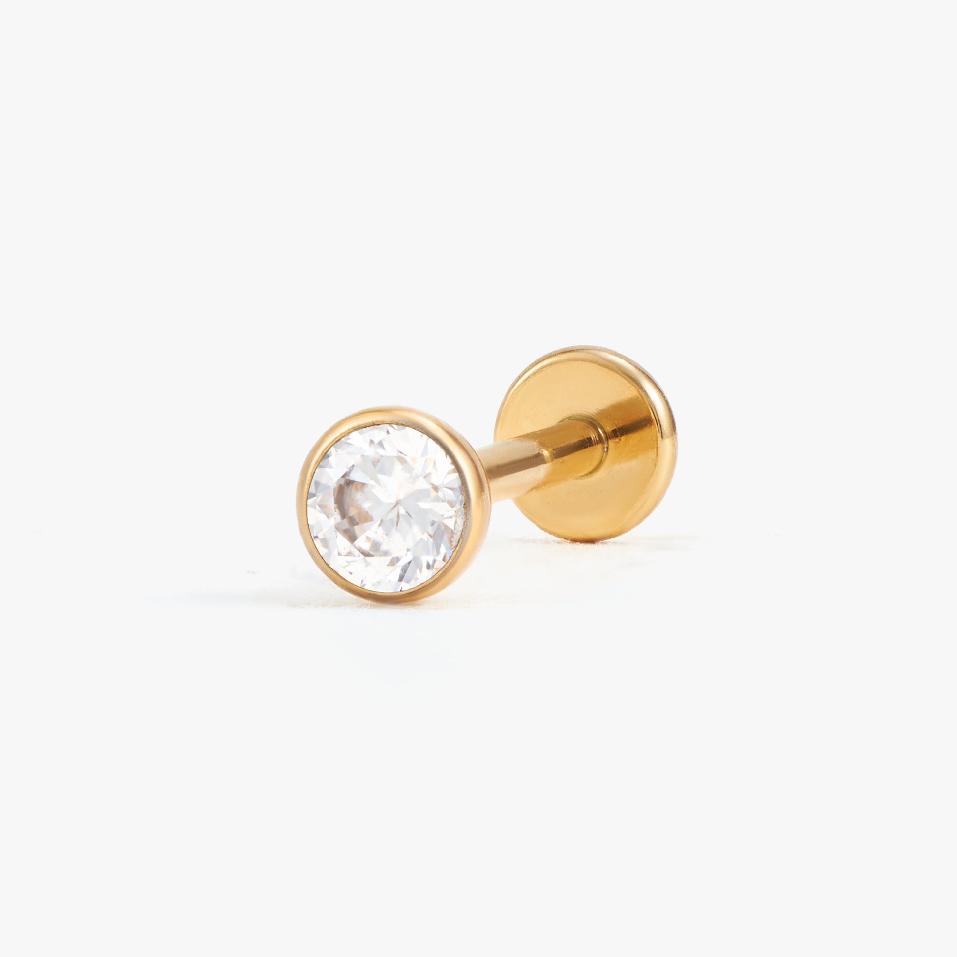 Color_Gold;Bezeled Push Pin Earring