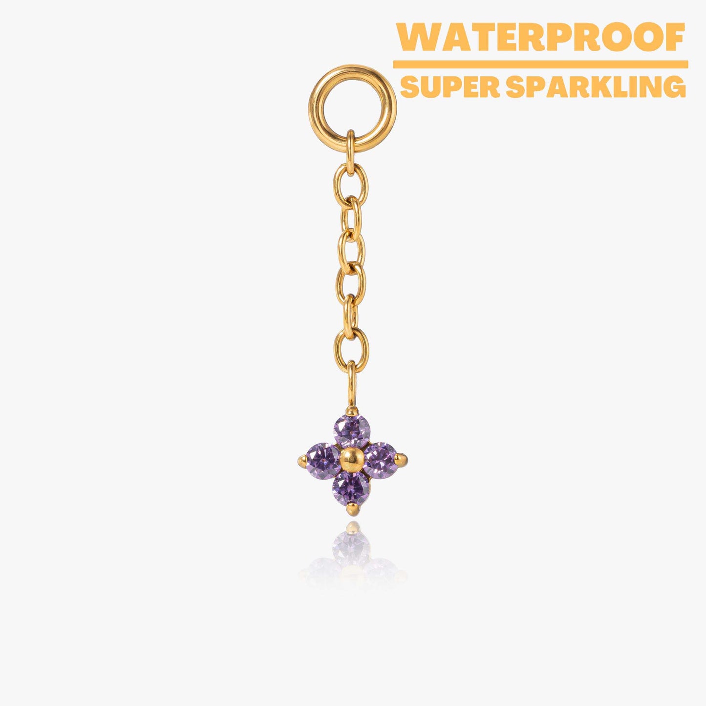 Ayla - Four Leaf Dangle Charm - Crystal | Amethyst | Emerald | Black