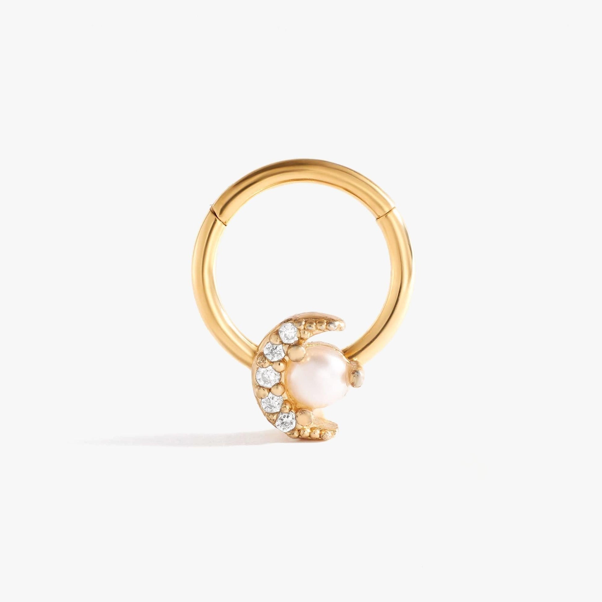 Pearl Celestial Moon Daith Jewelry & Septum Rings