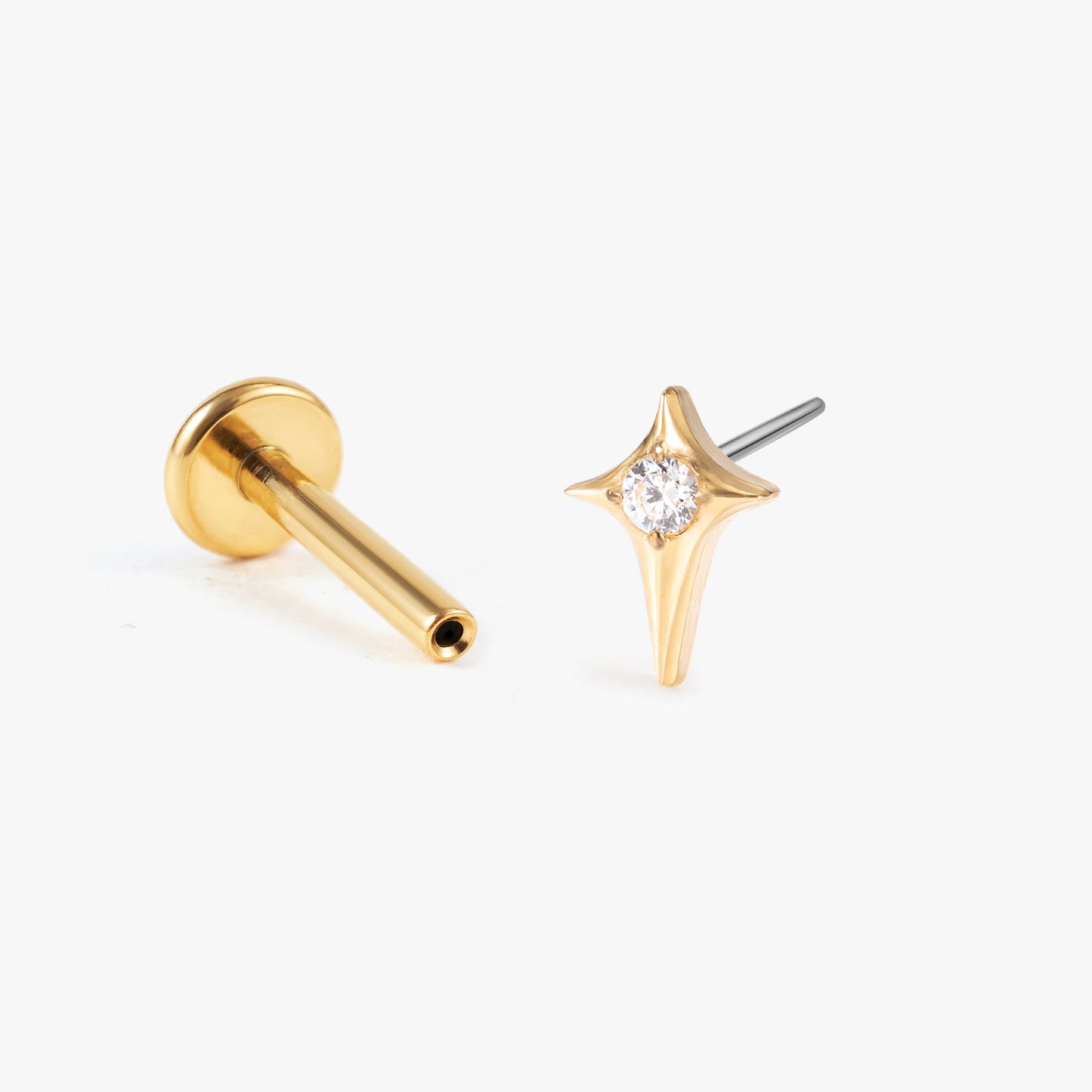 Stella - Crystal Star Push Pin Flat Back Earrings