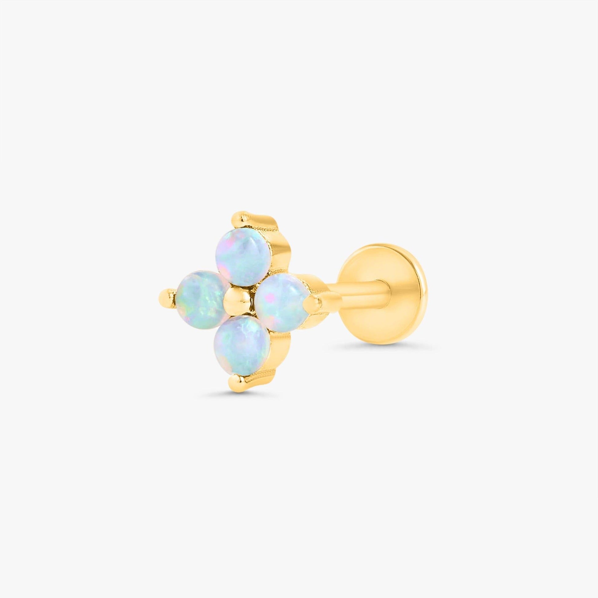 Color_Gold,Bar Type & Materials_Labret (Titanium)  ;Dainty White Opal Earrings - EricaJewels