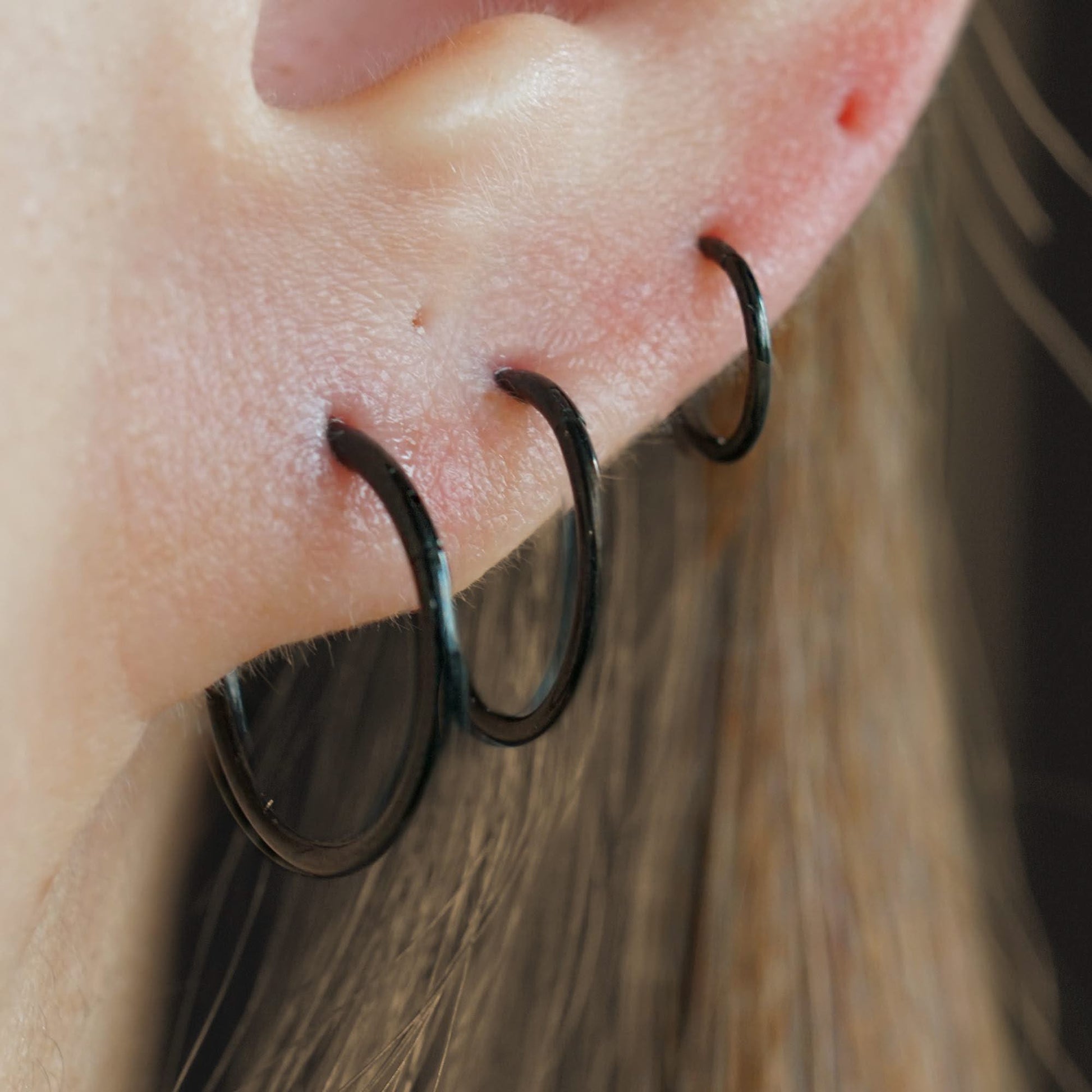 Multiple Sizes Black Essential Cartilage Hoop 16g 18g 20g-EricaJewels