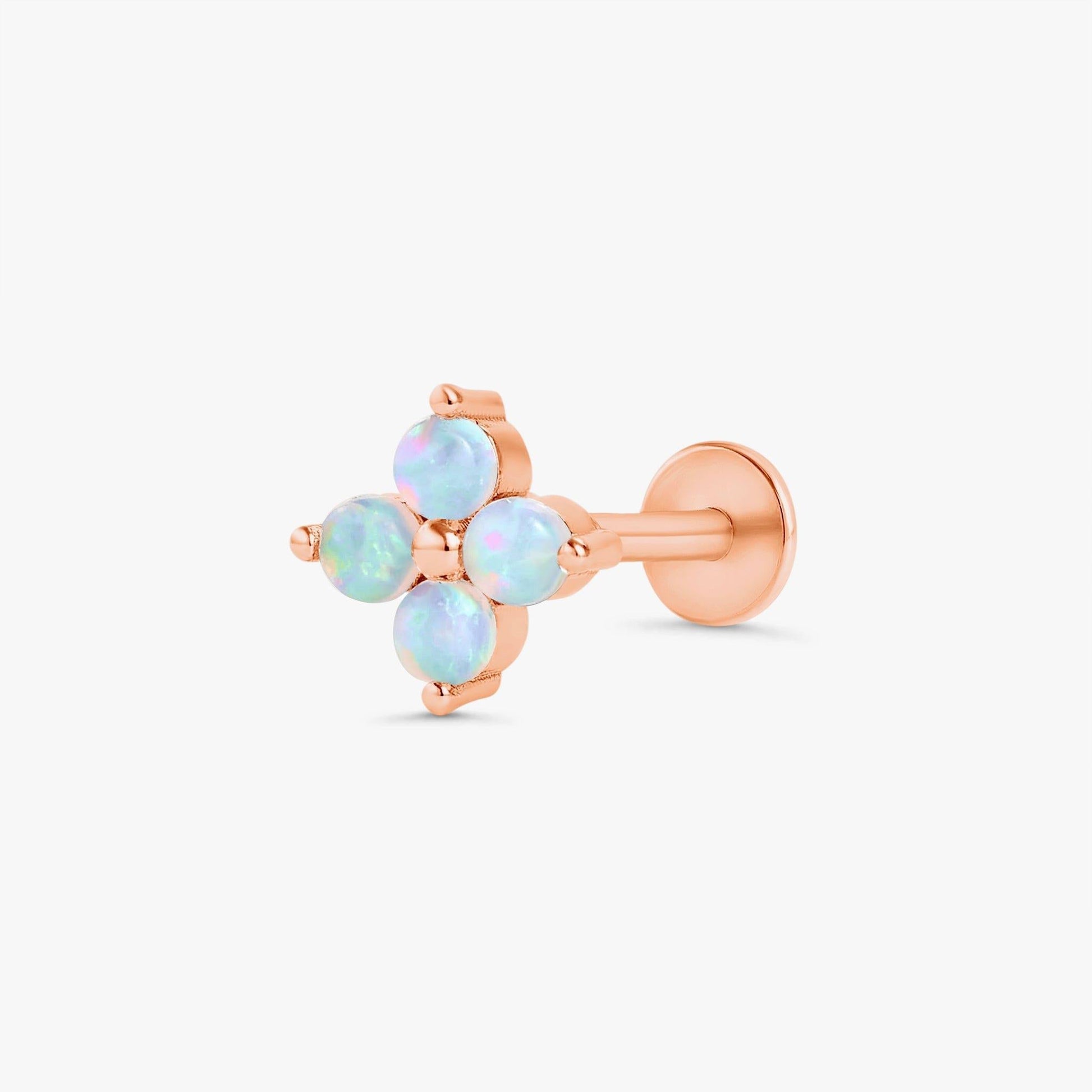 Color_Rose Gold,Bar Type & Materials_Labret (Titanium);Dainty White Opal Earrings - EricaJewels