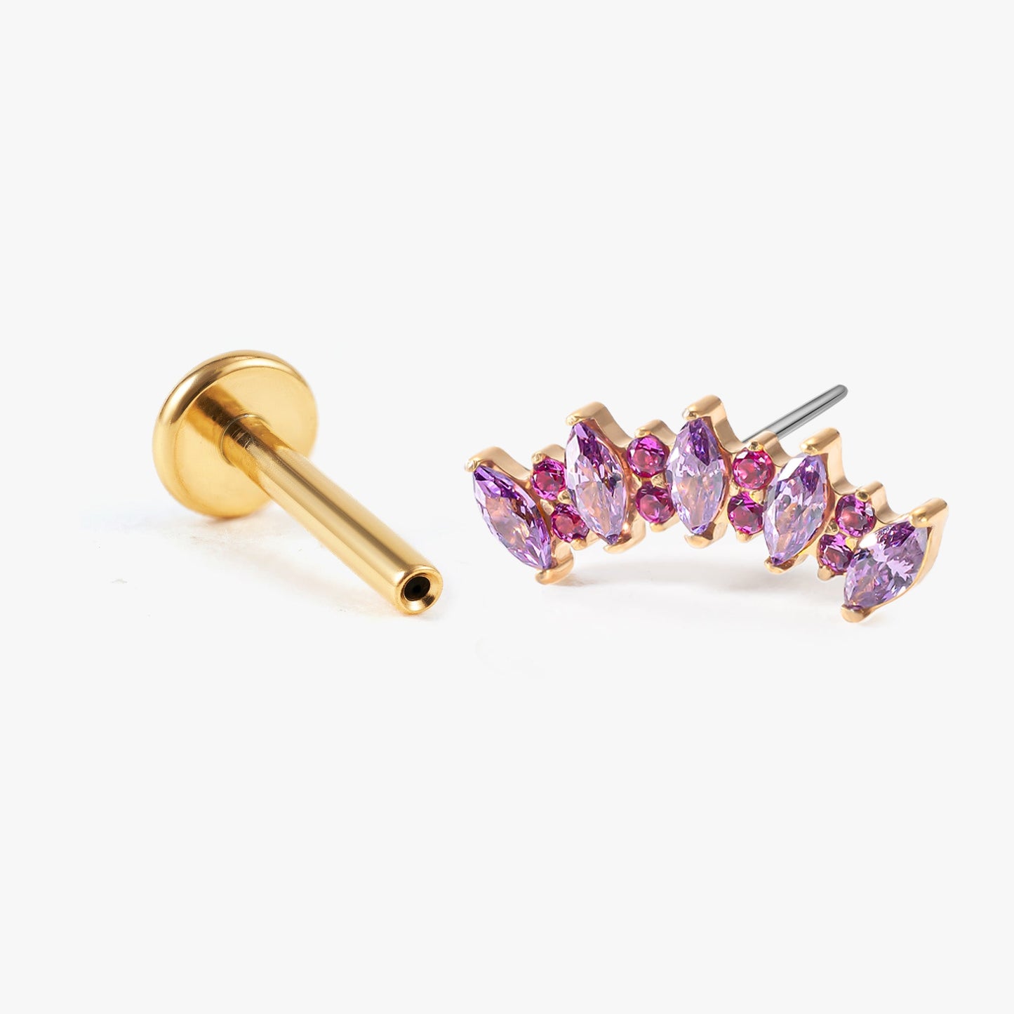 Elara - Amethyst Crown Push Pin Flatback Stud