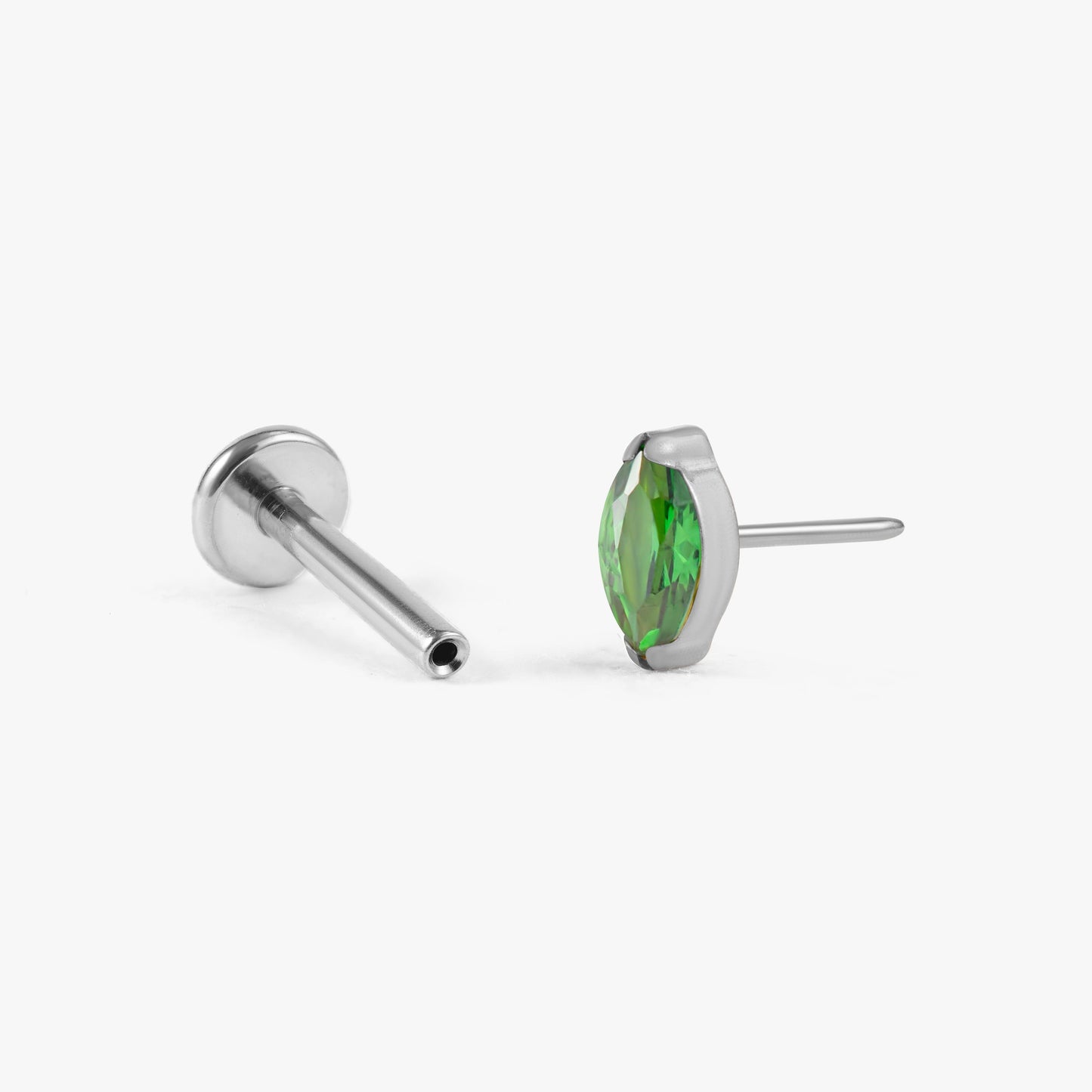 Color_Silver;Emerald Green Push Pin Earring - Erica Jewels