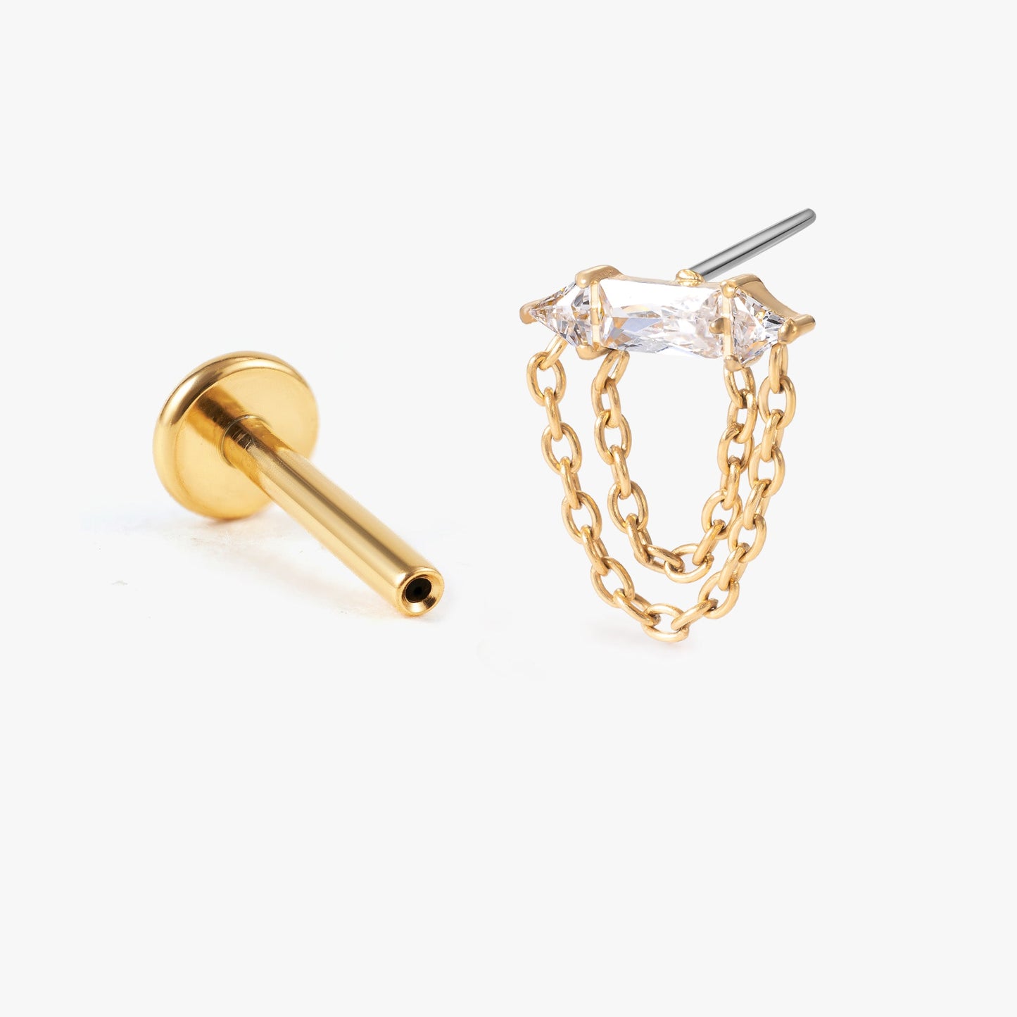 Rhea – Crystal Bar & Chain Push Pin Flatback Stud