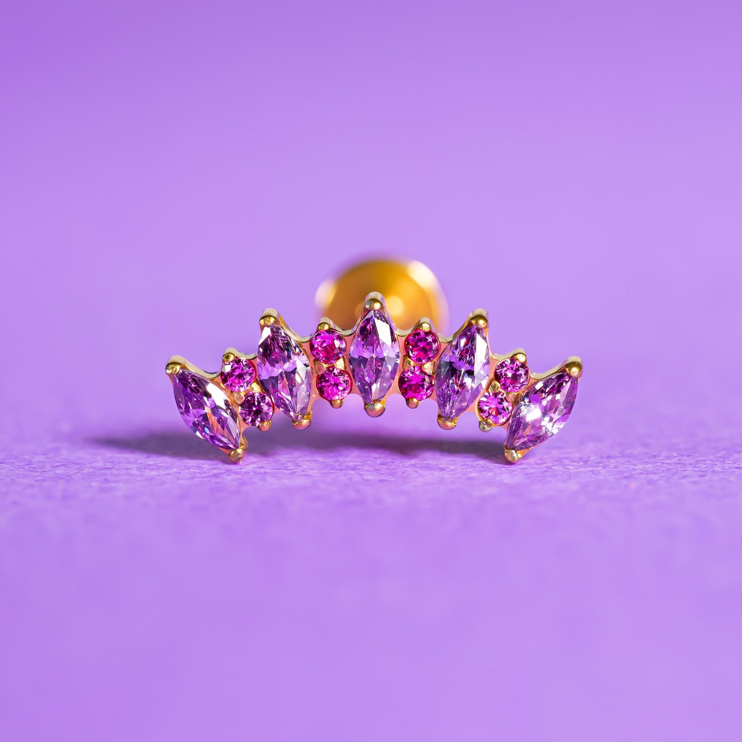 Elara - Amethyst Crown Push Pin Flatback Stud