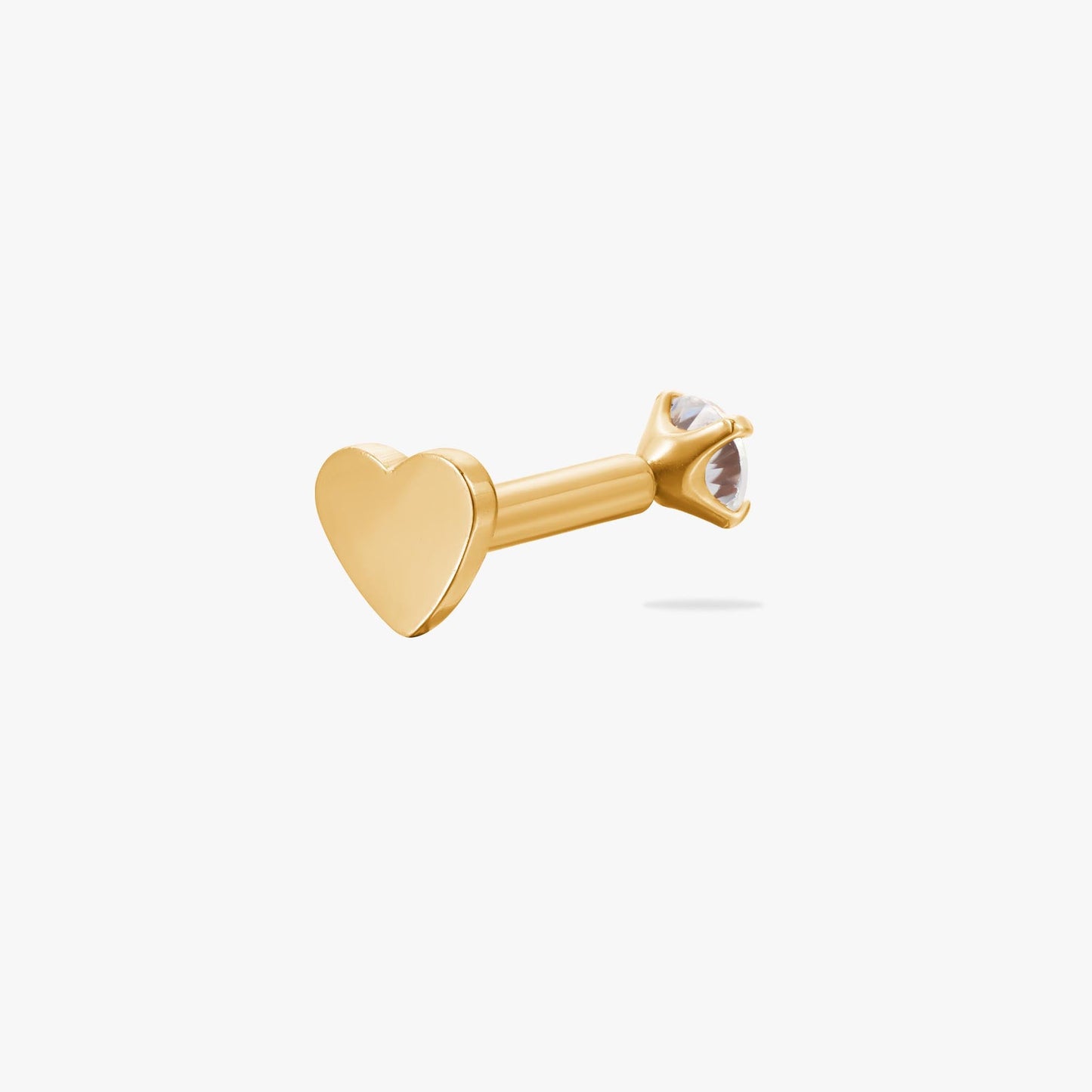 Reversible Heart Threadless Flat Back Earring with CZ