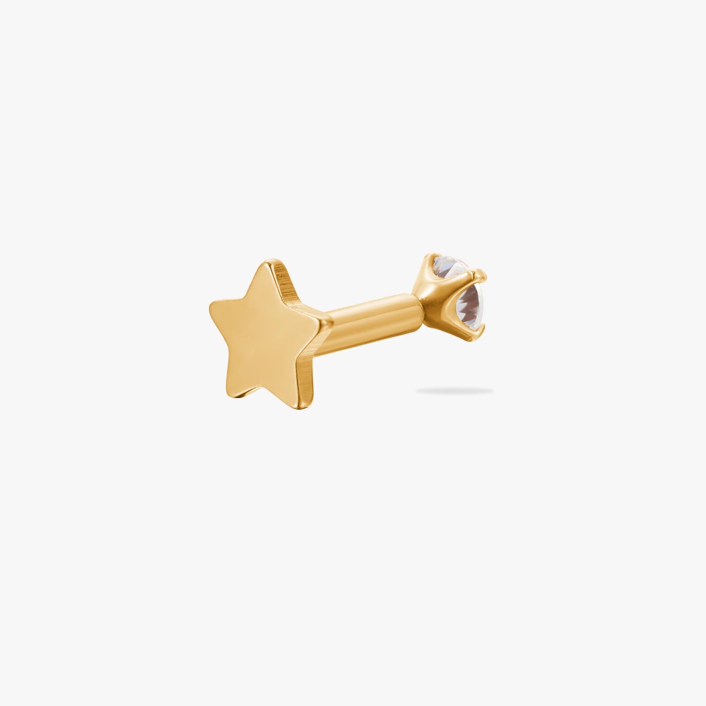 Reversible Threadless Star Flat Back Earring with CZ