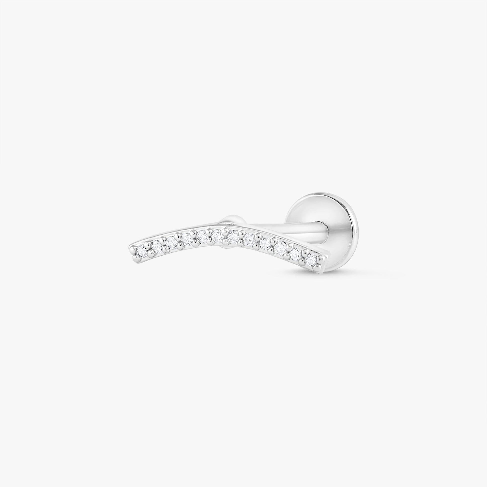 Color_Silver,Bar Type & Materials_Labret (Titanium);Pave CZ Curved Piercing Earrings - EricaJewels