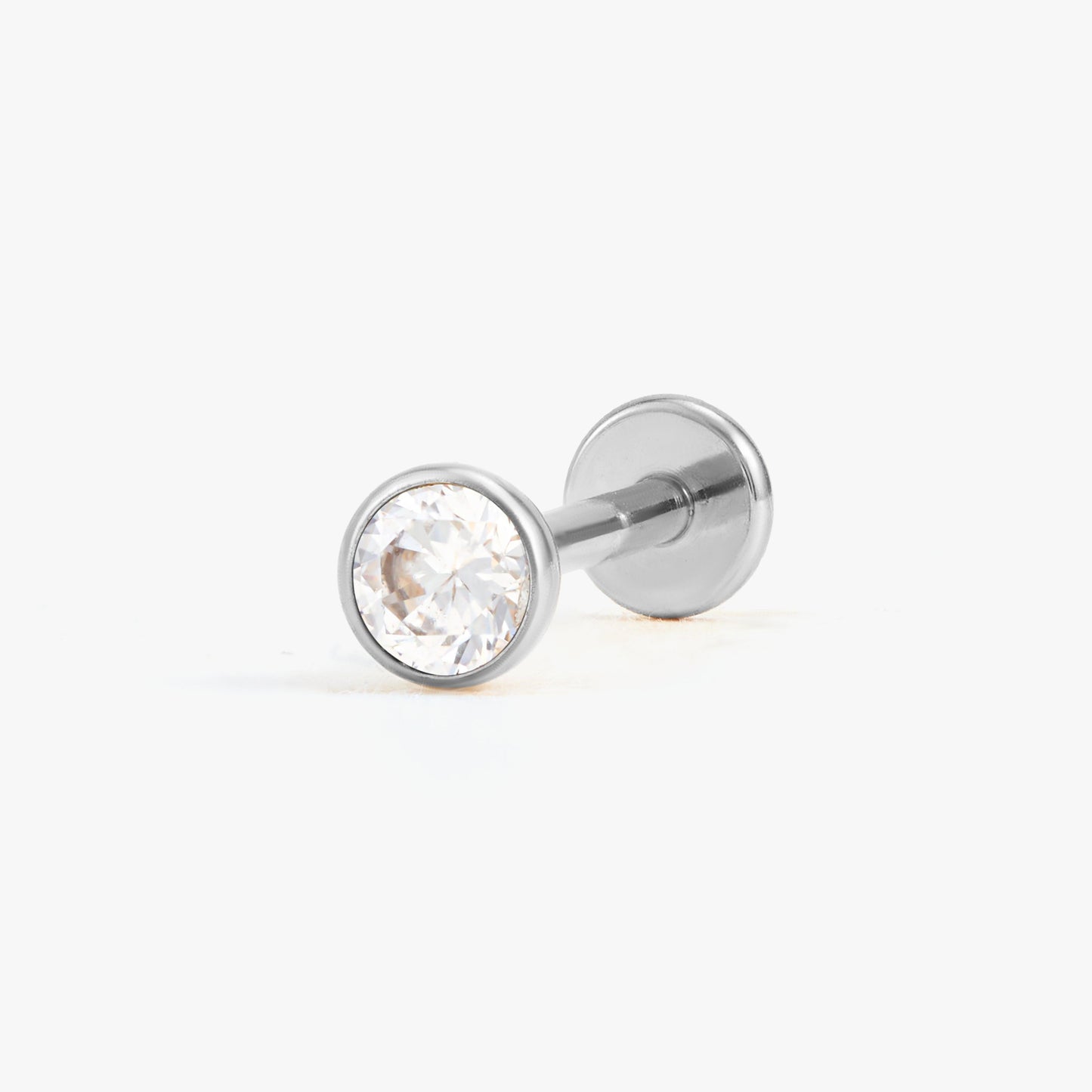 Color_Silver;Bezeled Push Pin Earring