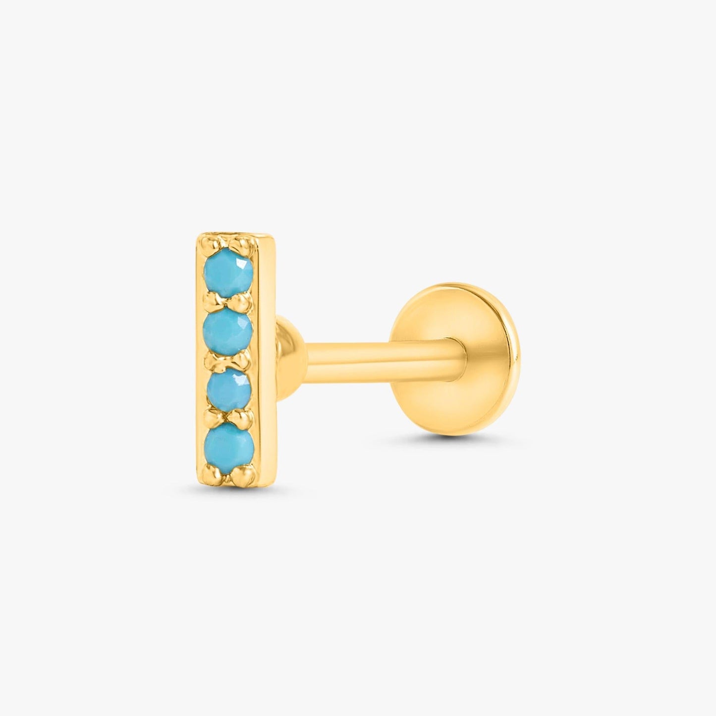 Color_Gold,Bar Type & Materials_Labret (Titanium) ;Turquoise Earrings Stud - EricaJewels