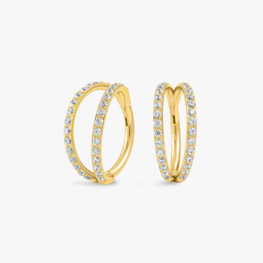 16G Double Layer Pave Crystal 3A CZ Cartilage Hoop