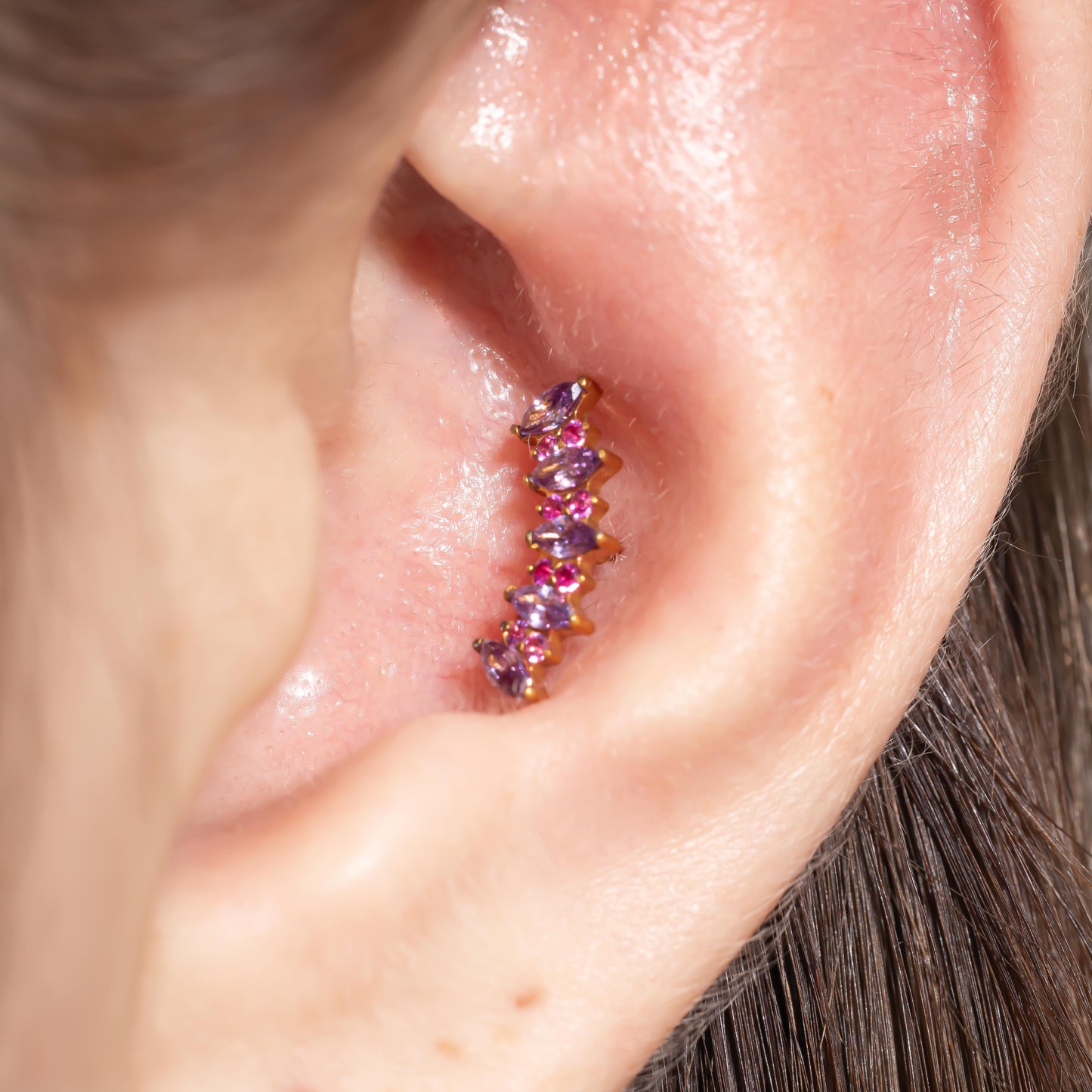 Elara - Amethyst Crown Push Pin Flatback Stud
