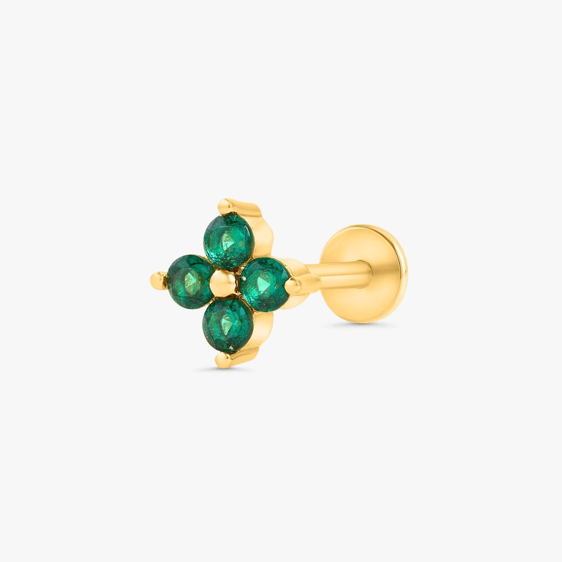Color_Gold,Bar Type & Materials_Labret (Titanium);Clover Stud Earrings - EricaJewels