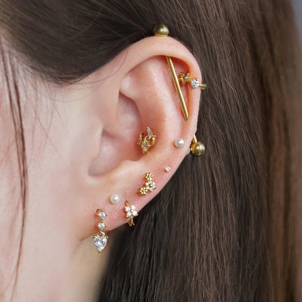 Dreamy Crystal Moon Push Pin Earrings