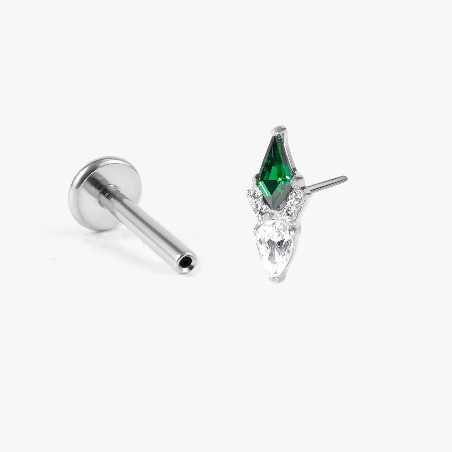Eva - Kite Cut Emerald Push Pin Stud