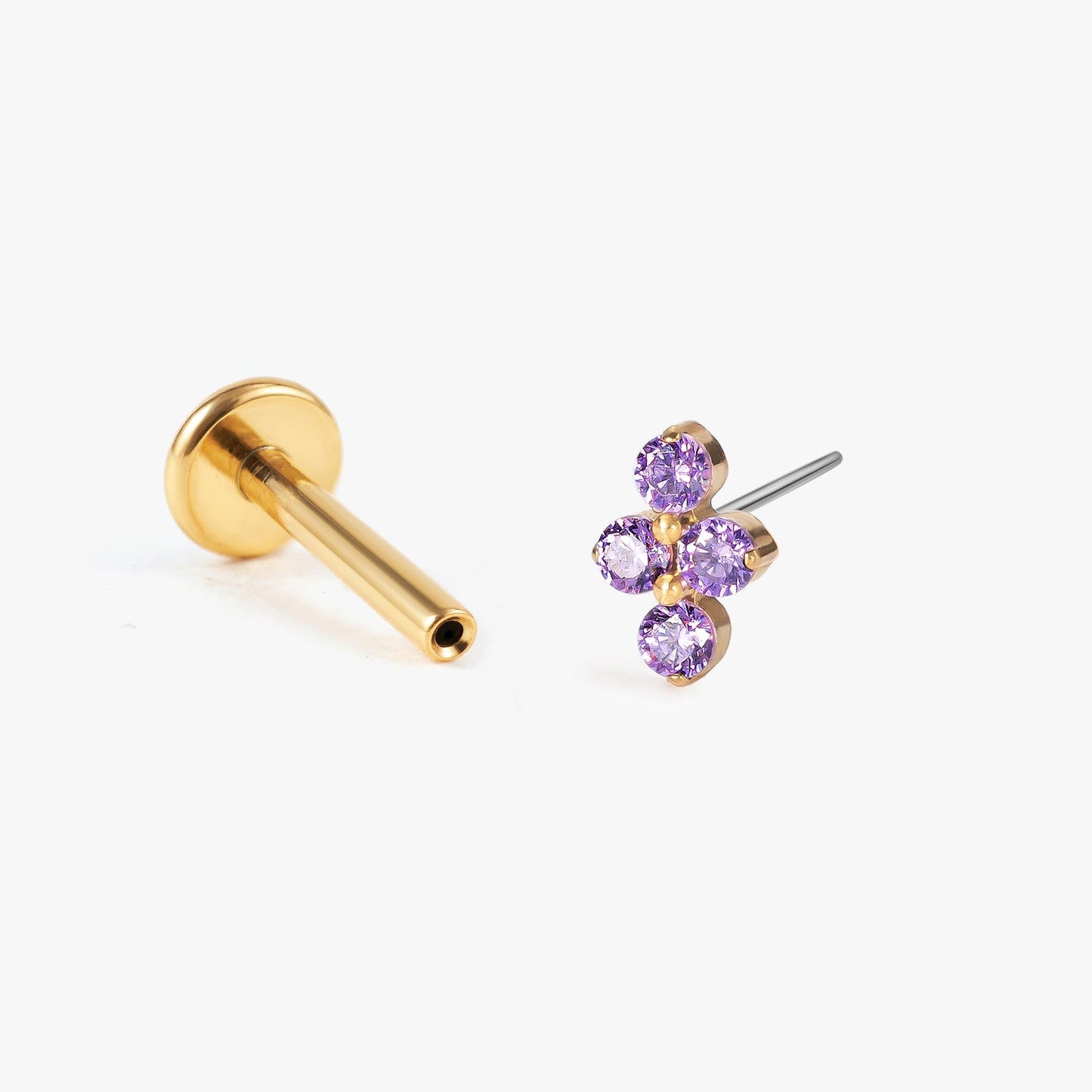Lina - Amethyst Bloom Push Pin Flatback Stud