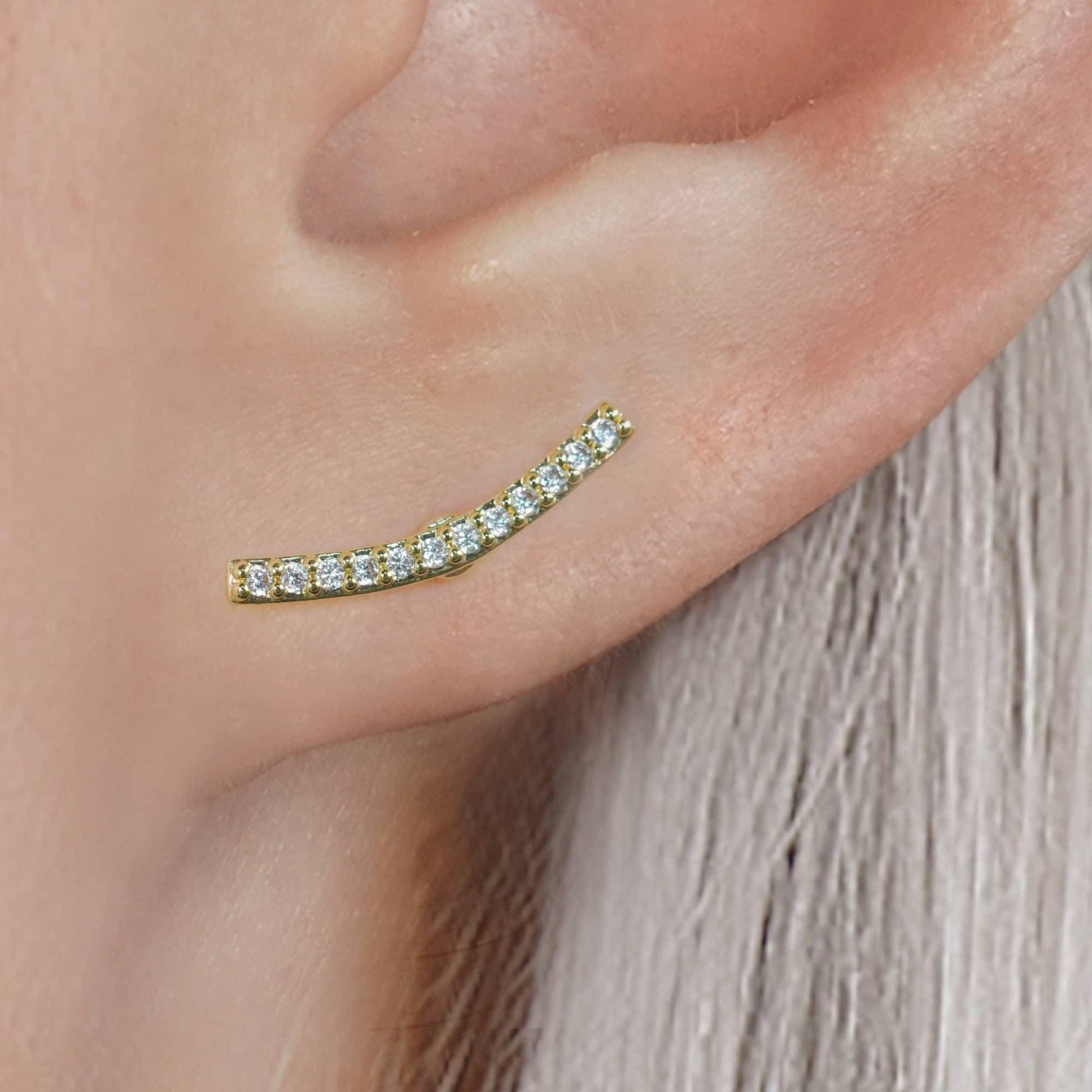 Color_ALL;Pave CZ Curved Piercing Earrings - EricaJewels