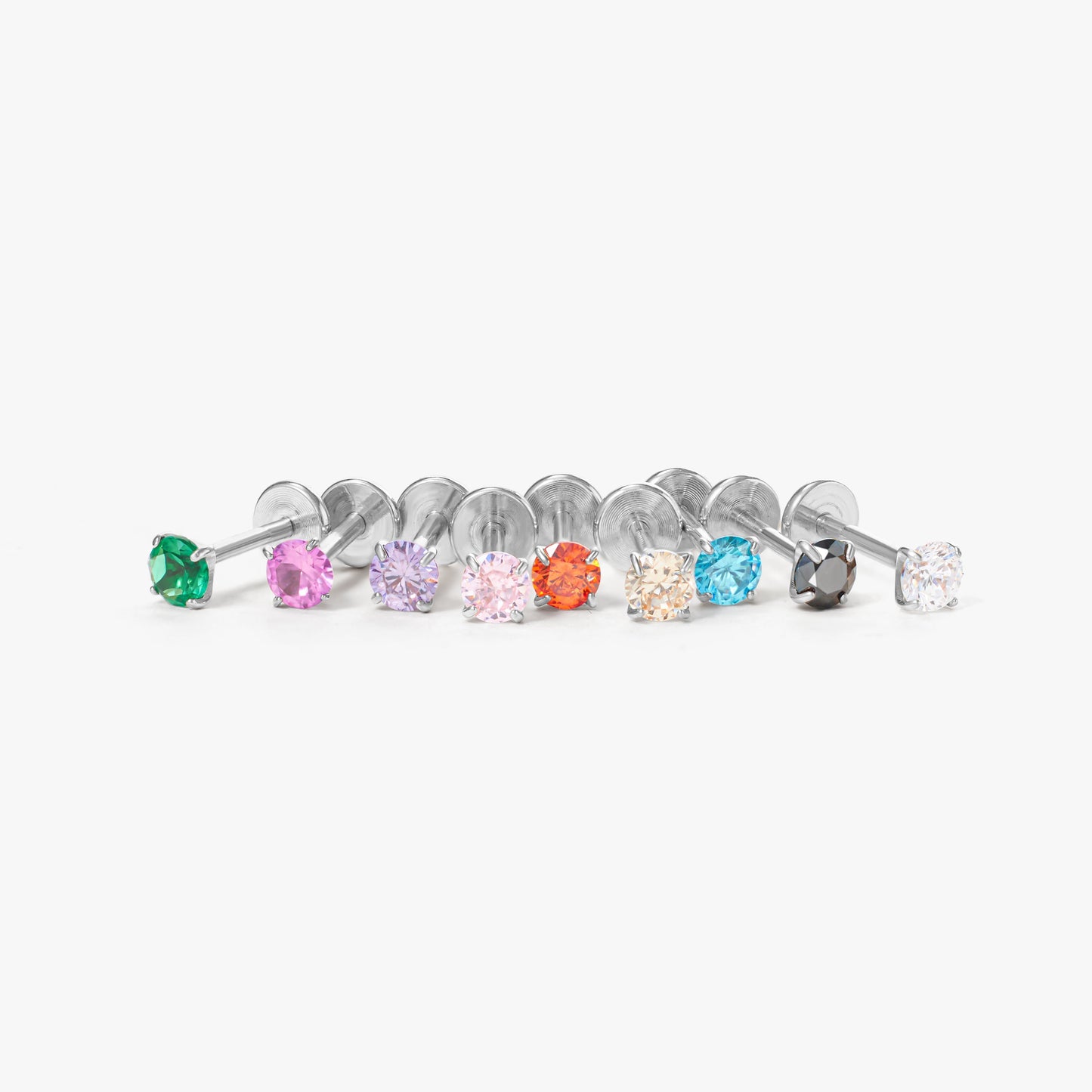 Tiny Twinkle Multi-color Push Pin Stud-Silver