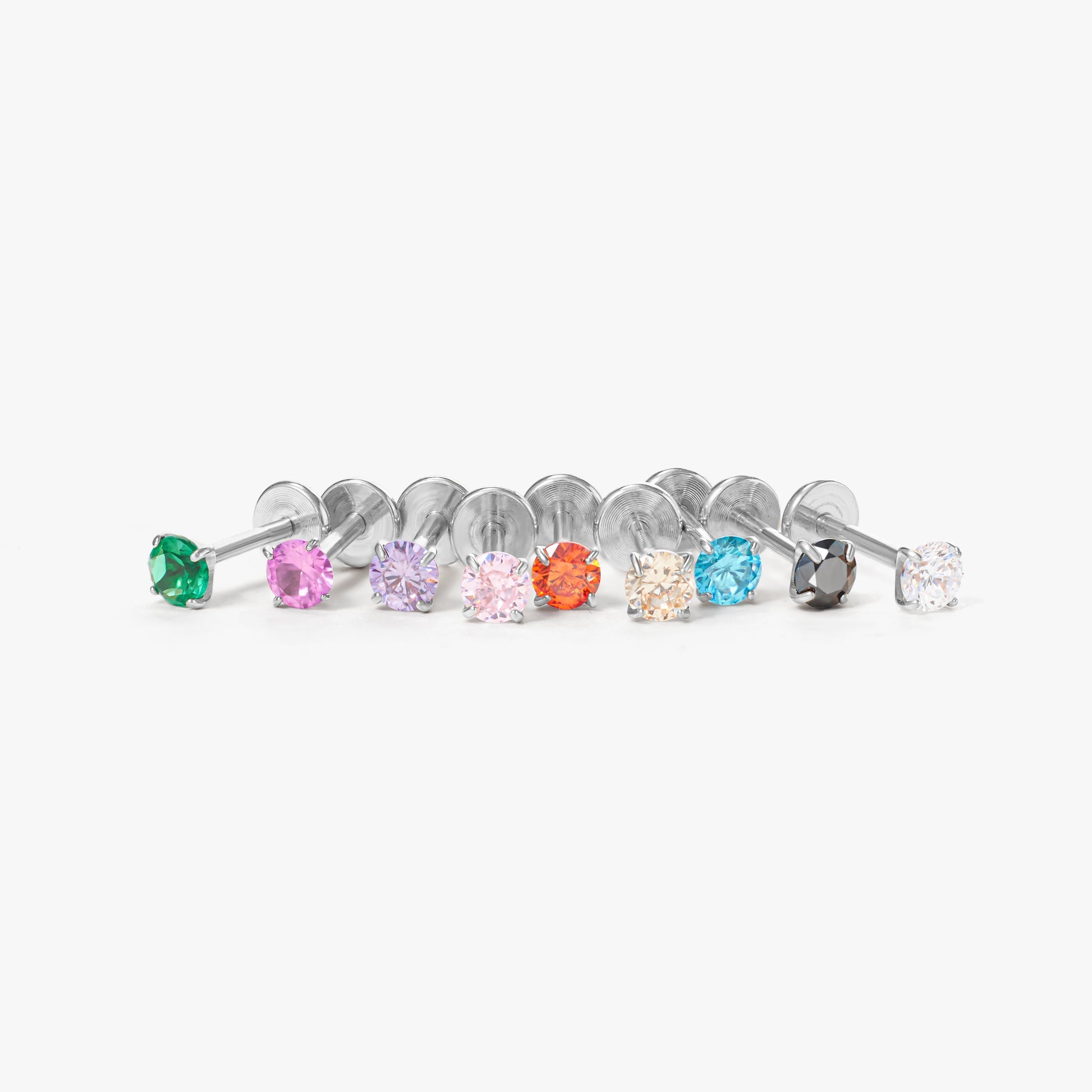 Tiny Twinkle Multi-color Push Pin Stud-Silver