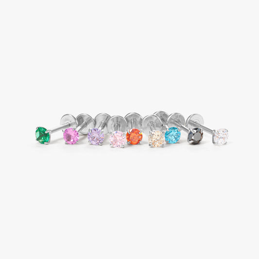 Tiny Twinkle Multi-color Push Pin Stud-Silver