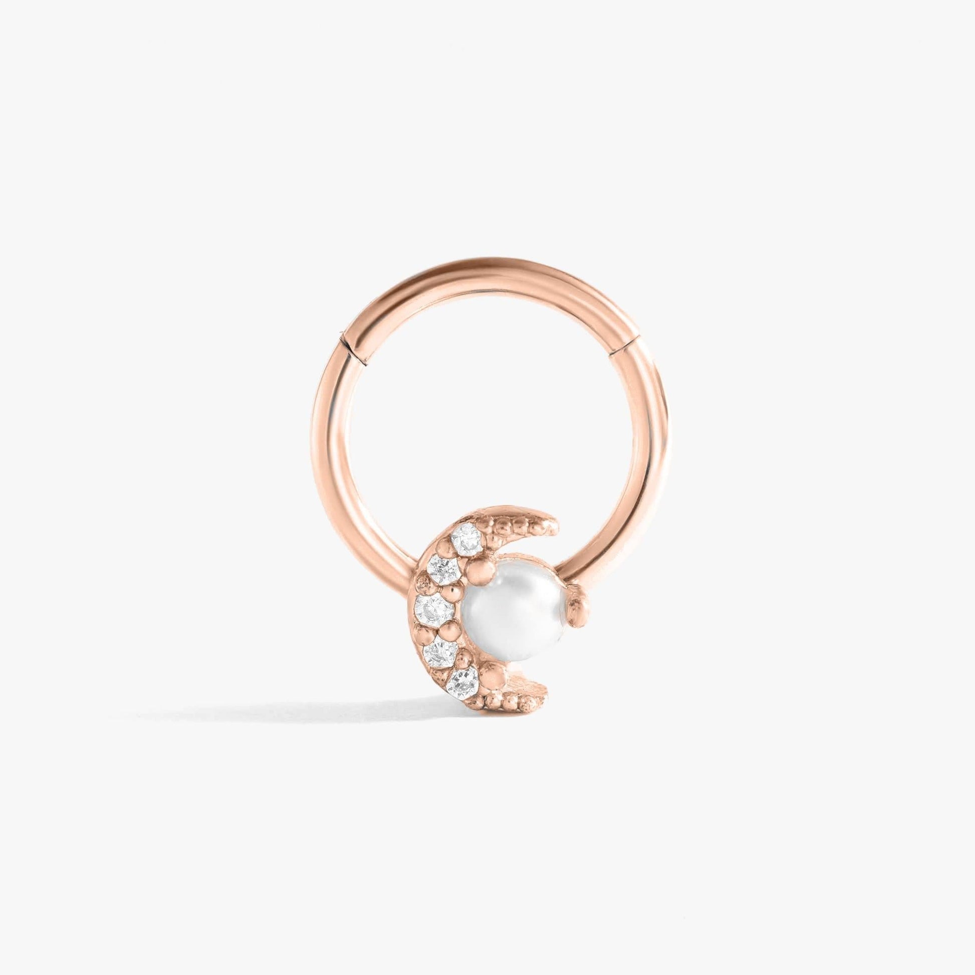 Pearl Celestial Moon Daith Jewelry & Septum Rings-EricaJewels