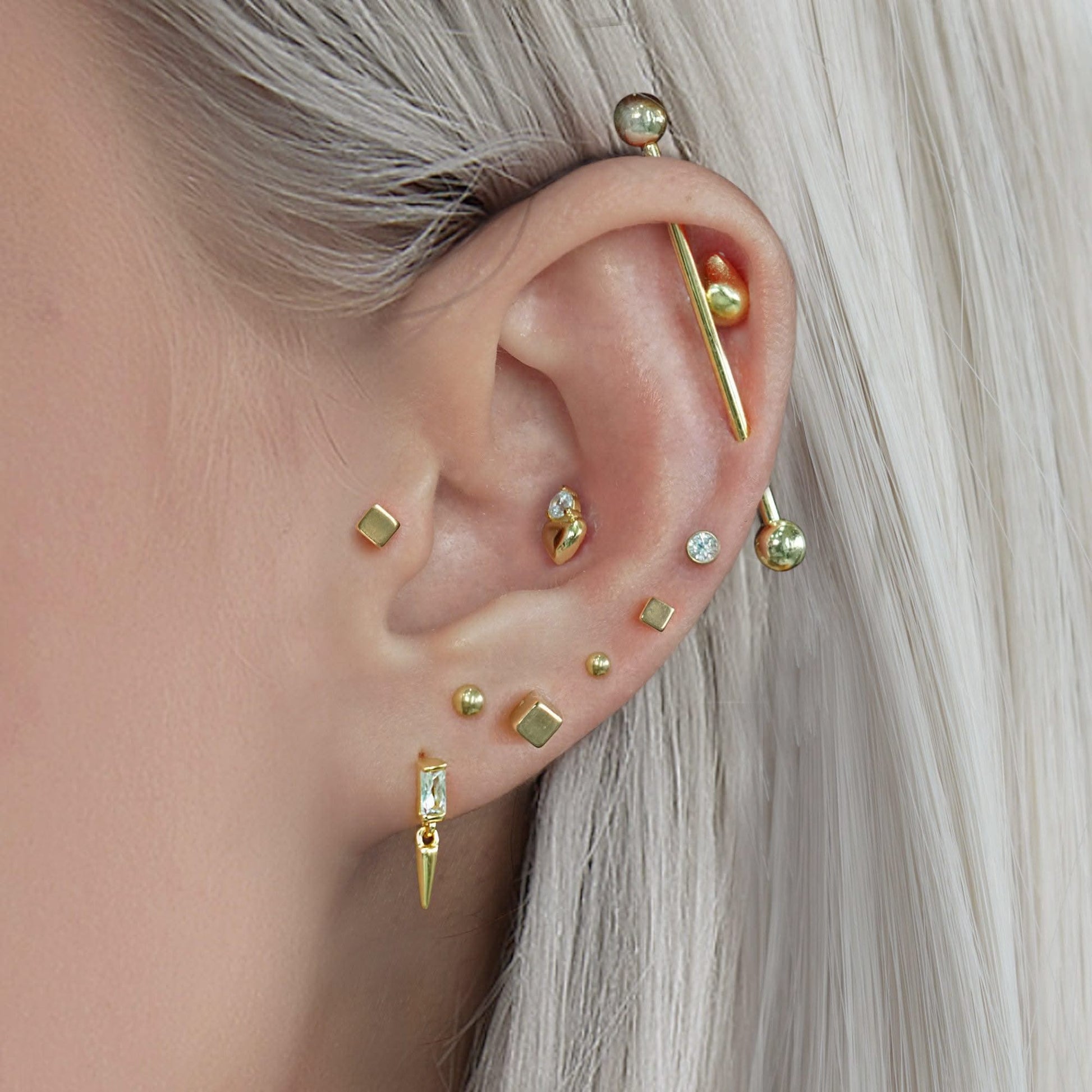 Color_ALL;Square Flat Back Push Pin Earring