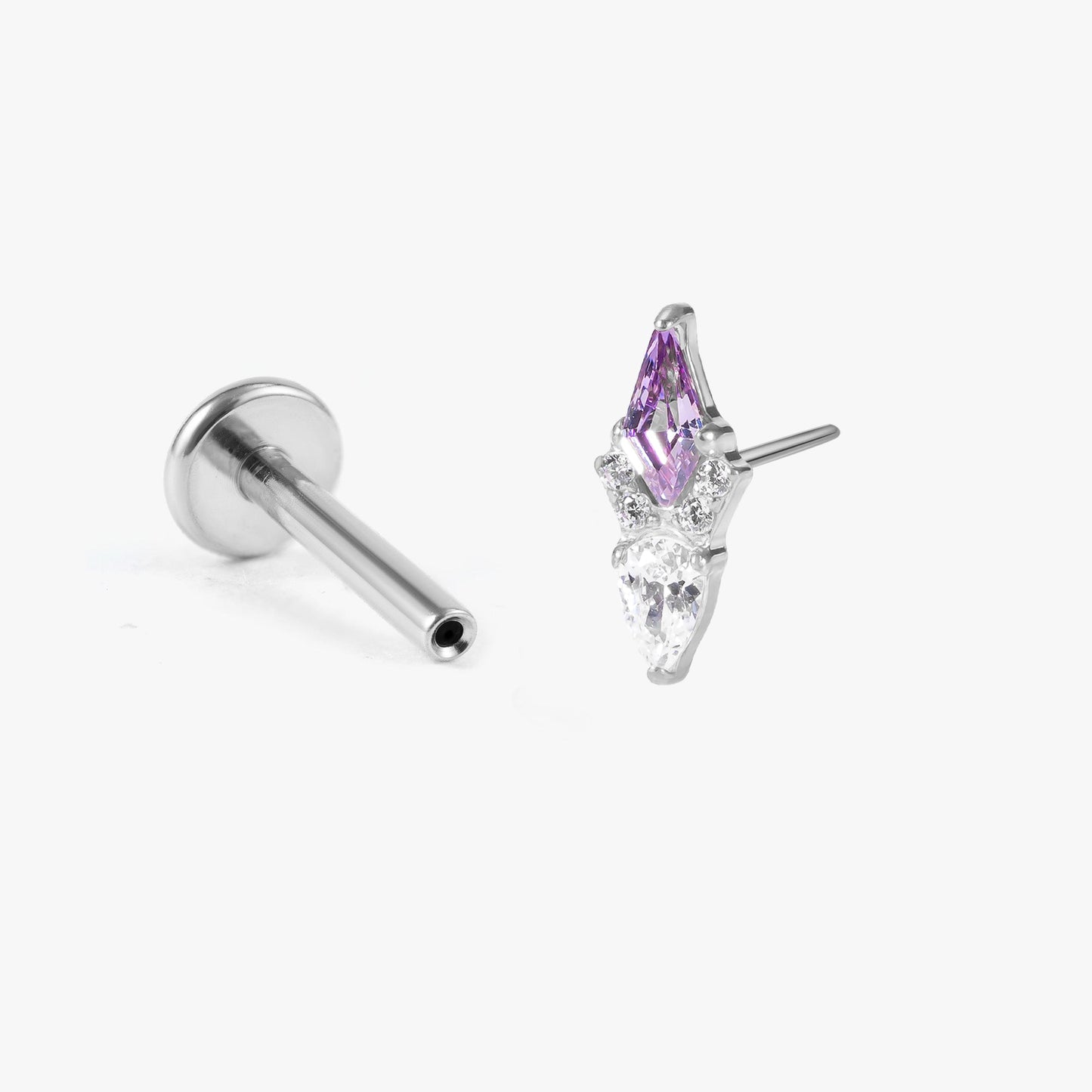 Eva - Kite Cut Amethyst Push Pin Stud
