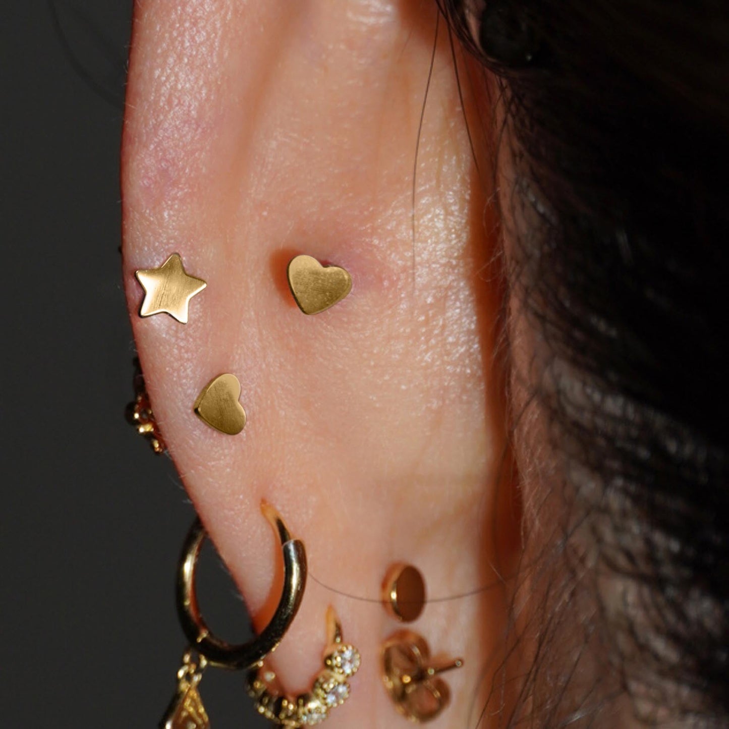Reversible Threadless Star Flat Back Earring with CZ