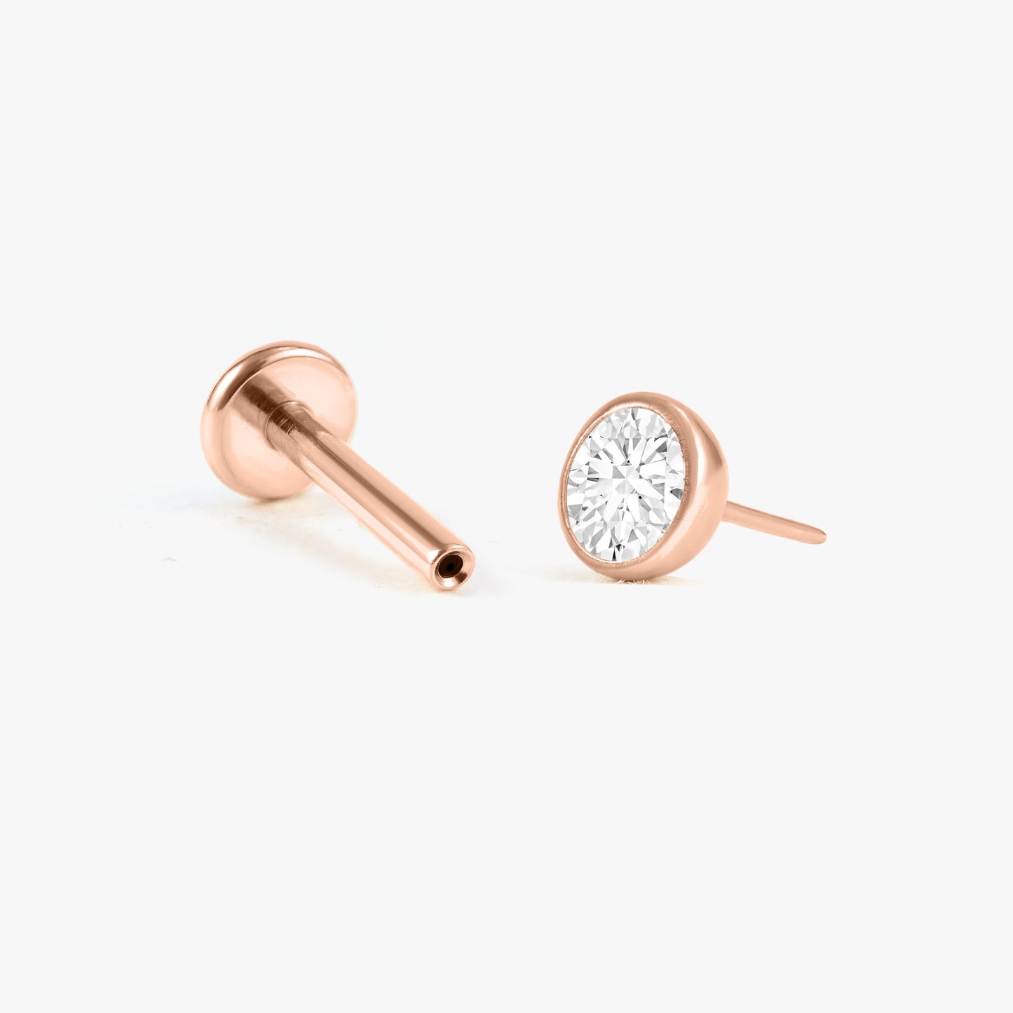 Color_Rose Gold;Bezeled Push Pin Earring