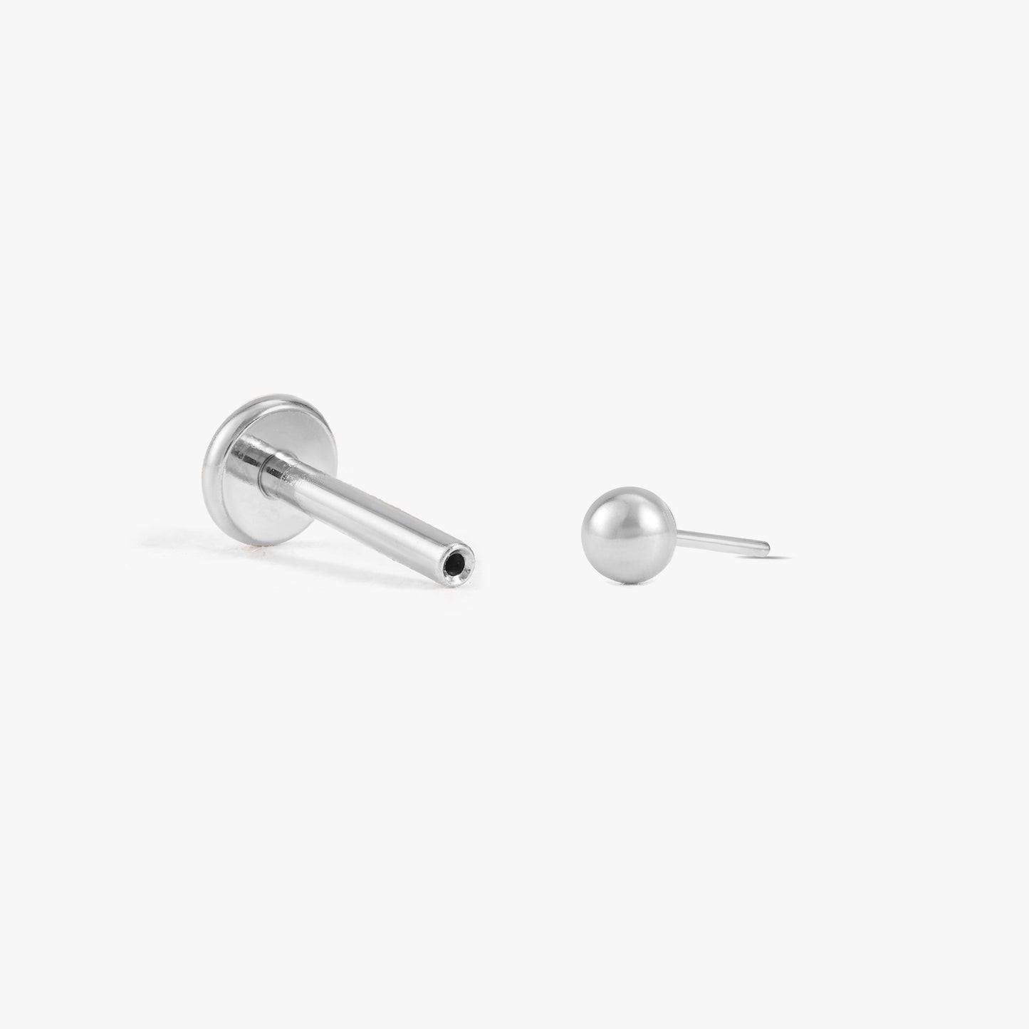 Color_Silver;Plain Bead Push Pin Piercing Earring