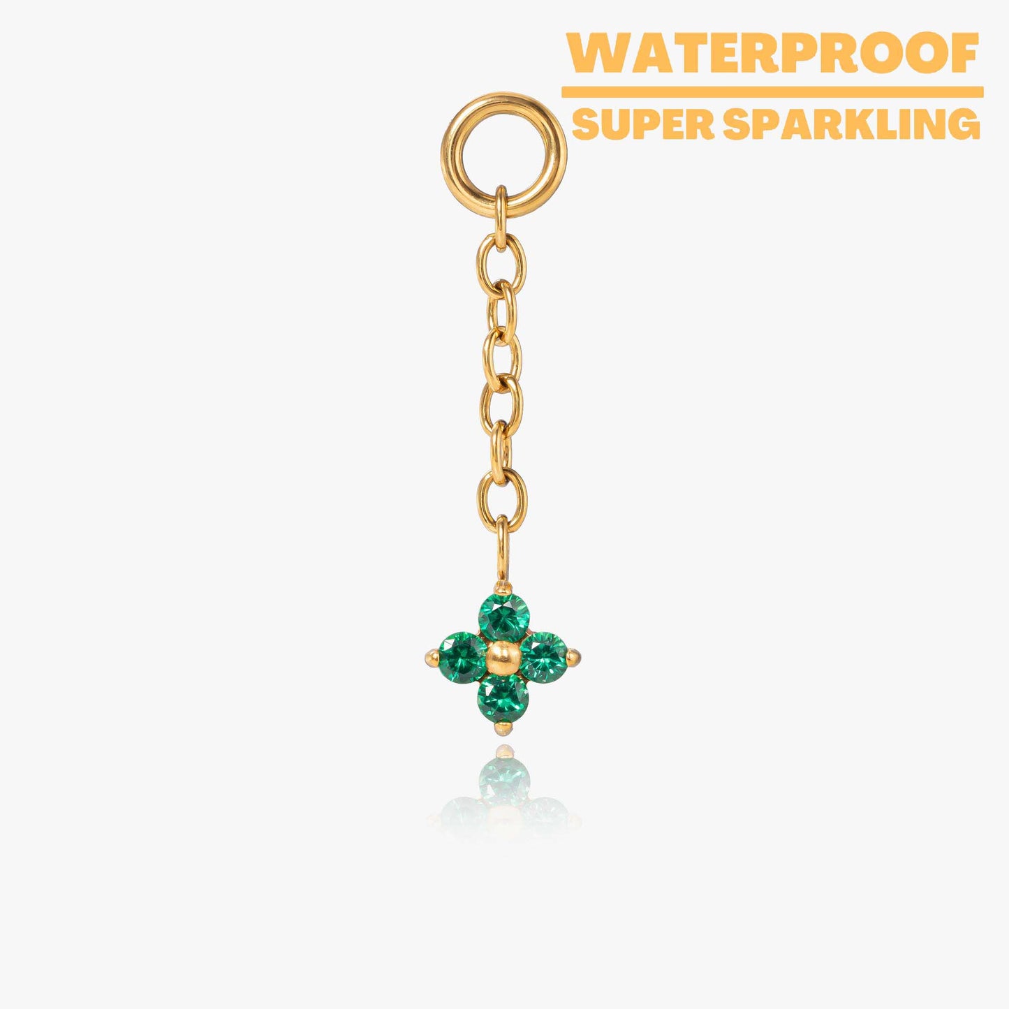 Ayla - Four Leaf Dangle Charm - Crystal | Amethyst | Emerald | Black